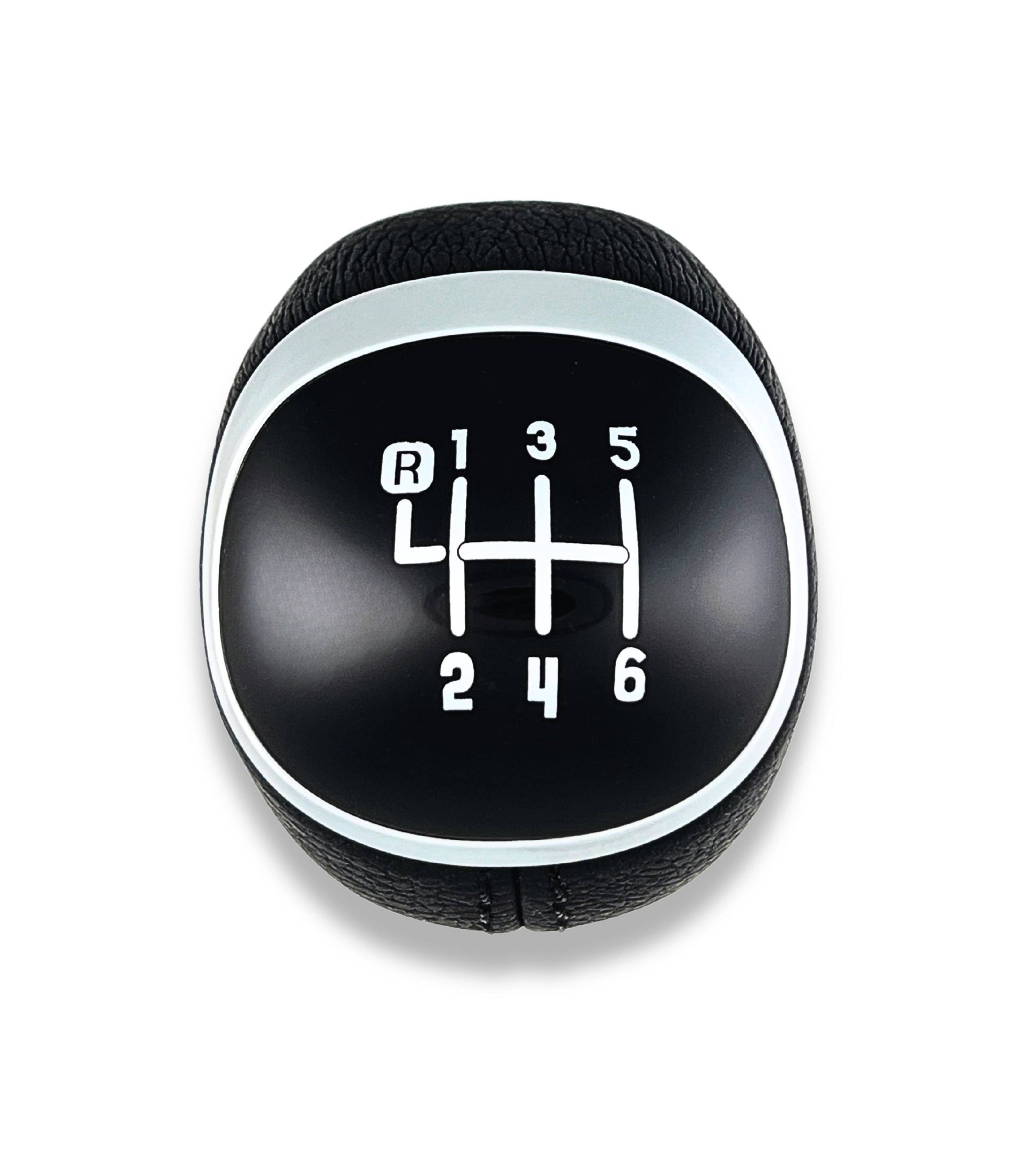 6 Speed ​​Gear Shift Knob Compatible with Fiat 500L 2012–2017 OEM 50293969 46314754 Black Lens Silver Metal Hole Reverse Top Left