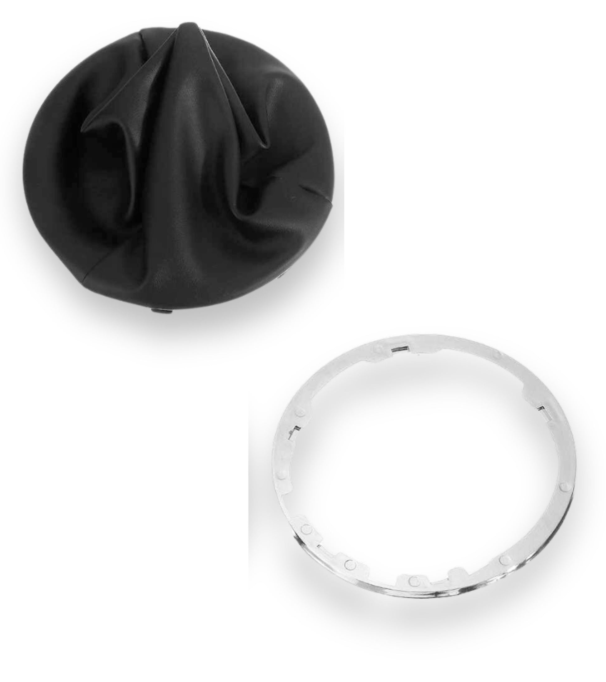 Black Gear Lever Boot with Chrome Frame and Retention Ring Compatible with Fiat 500 500c from 2007 to 2015
