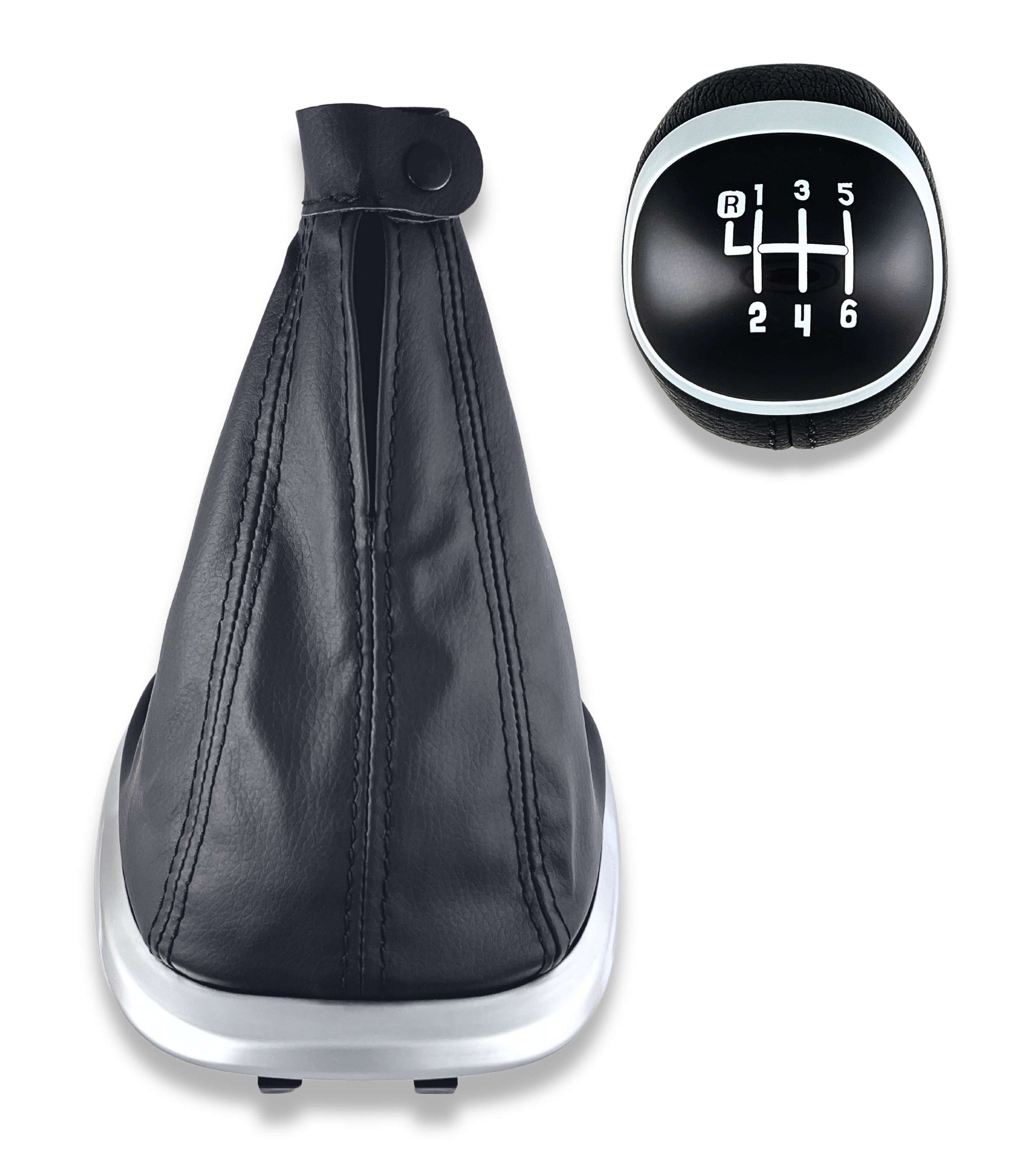 6 Speed ​​Gear Shift Knob and Boot Kit with Frame Compatible with Fiat 500L 2012–2017, OEM 50293969 46314754 735576477