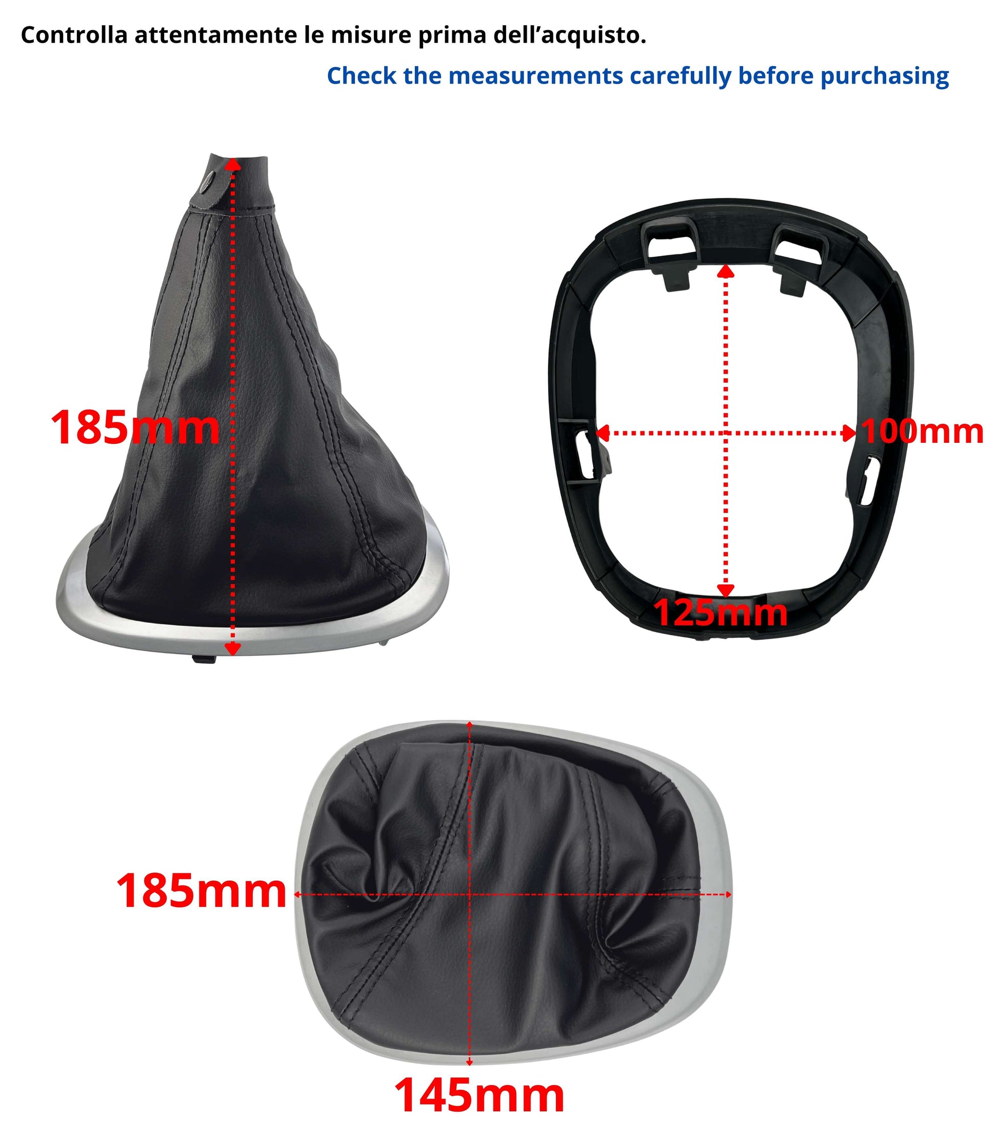 6 Speed ​​Gear Shift Knob and Boot Kit with Frame Compatible with Fiat 500L 2012–2017, OEM 50293969 46314754 735576477