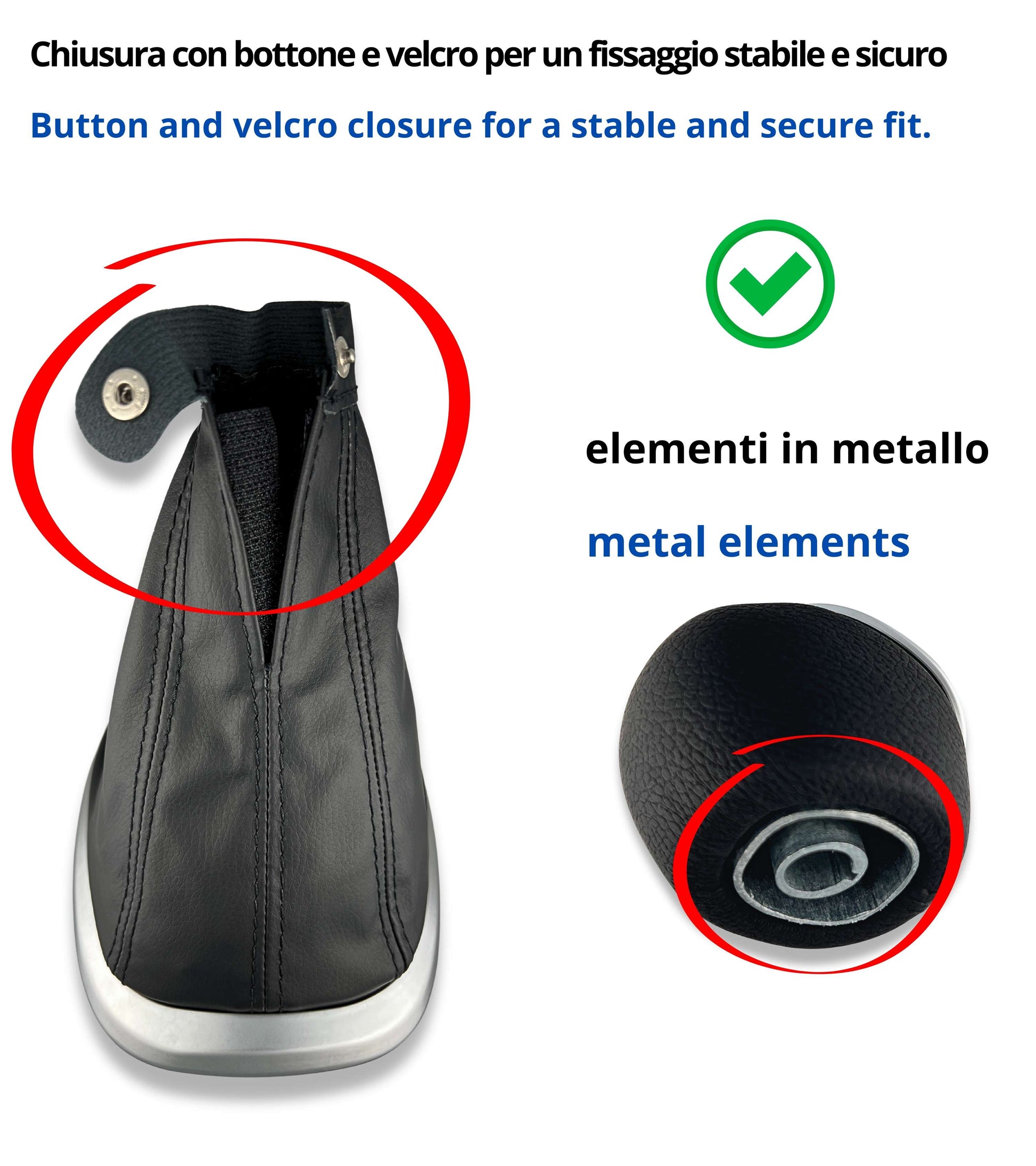 6 Speed ​​Gear Shift Knob and Boot Kit with Frame Compatible with Fiat 500L 2012–2017, OEM 50293969 46314754 735576477