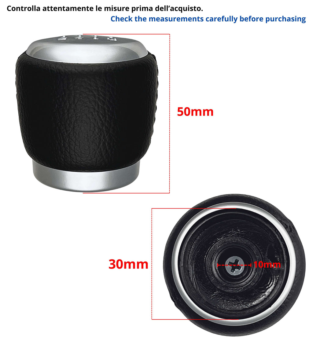 6 Speed ​​Gear Shift Knob Compatible with Toyota Avensis T25 Facelift 2006–2009 and RAV4 2005–2012, with Thread, Satin Silver Lens