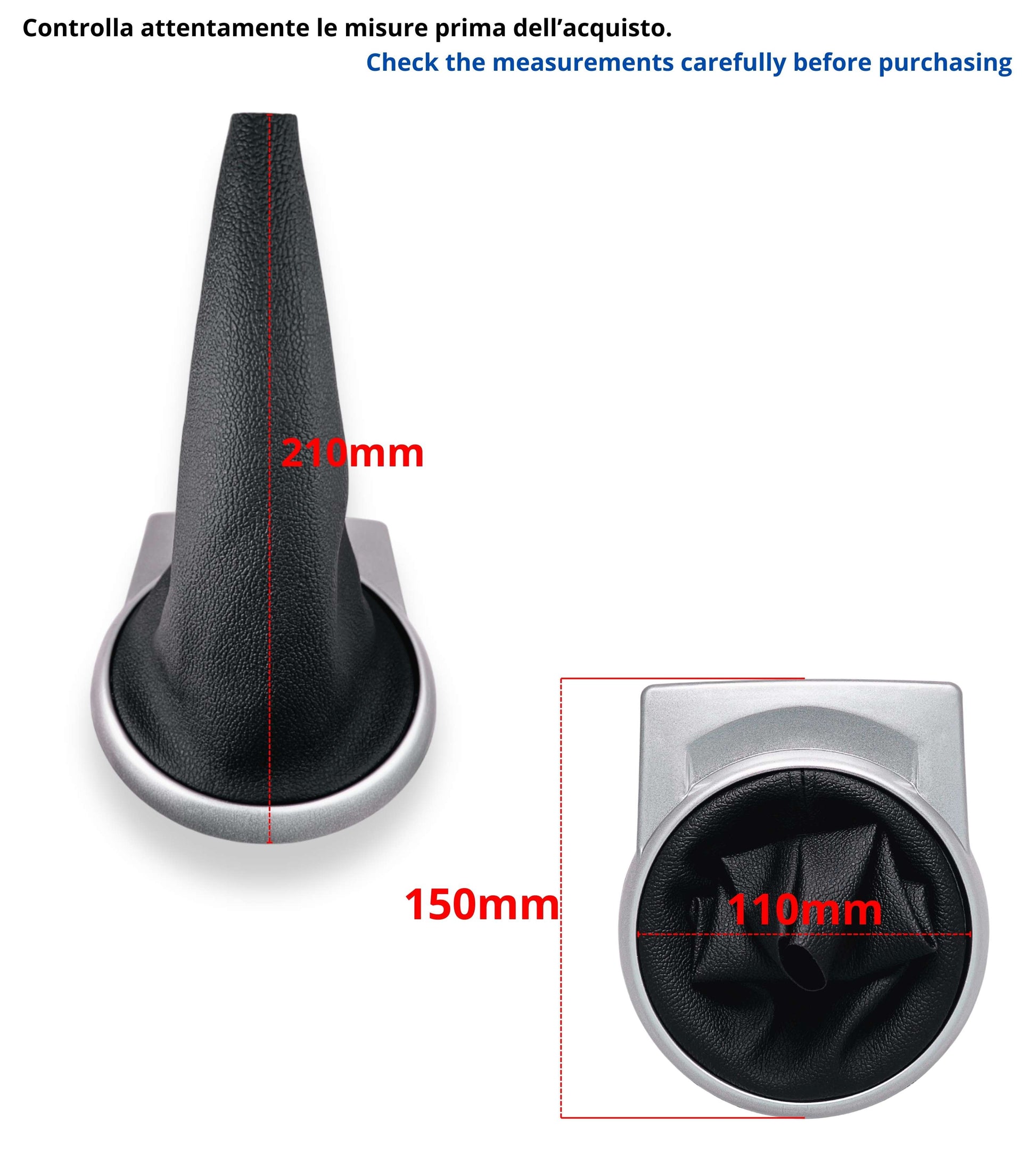 5 Speed ​​Gear Knob Kit with Boot and Ring, Compatible with Citroen C4 I (MK1) 2004–2010, Silver Frame, OEM 2403CV 9653800177, Adapter Included