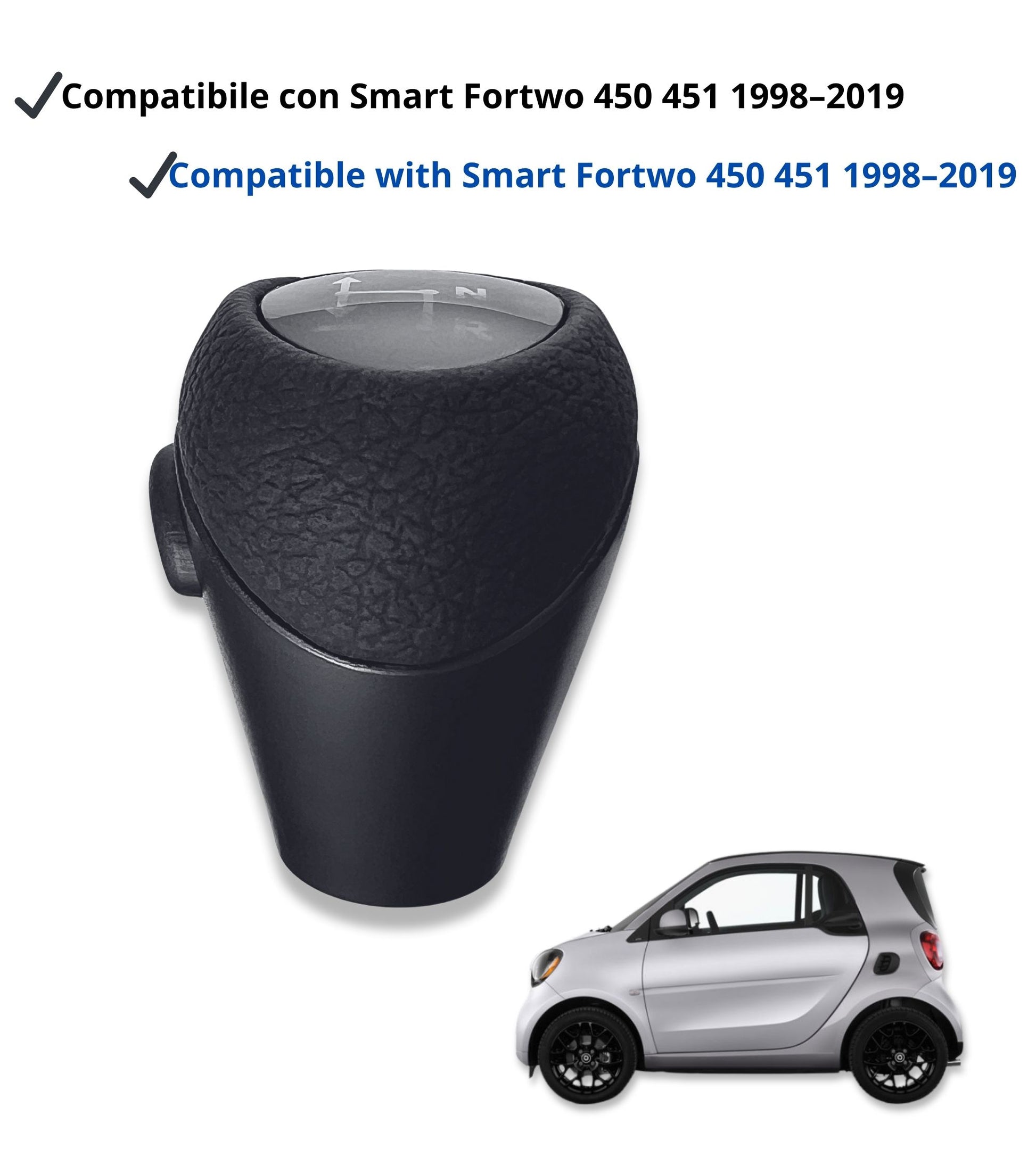 Automatic Gear Shift Knob with Side Button Compatible with Smart Fortwo 450 451 1998–2019, Compatible with Roadster 452 2003–2006