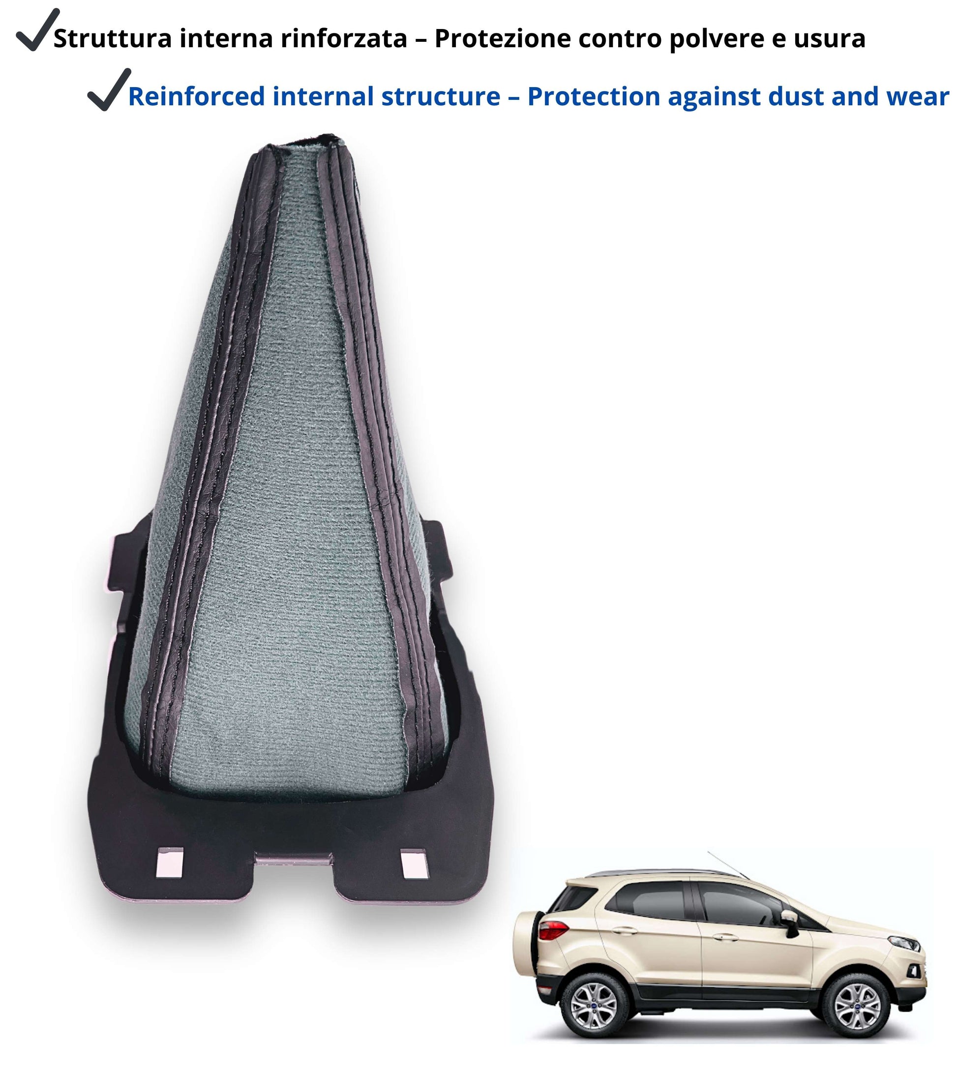 Manual Gear Shift Boot Compatible with Ford EcoSport 2014–2018 (B515) Pre-Restyling | Black Synthetic Material with Black Stitching