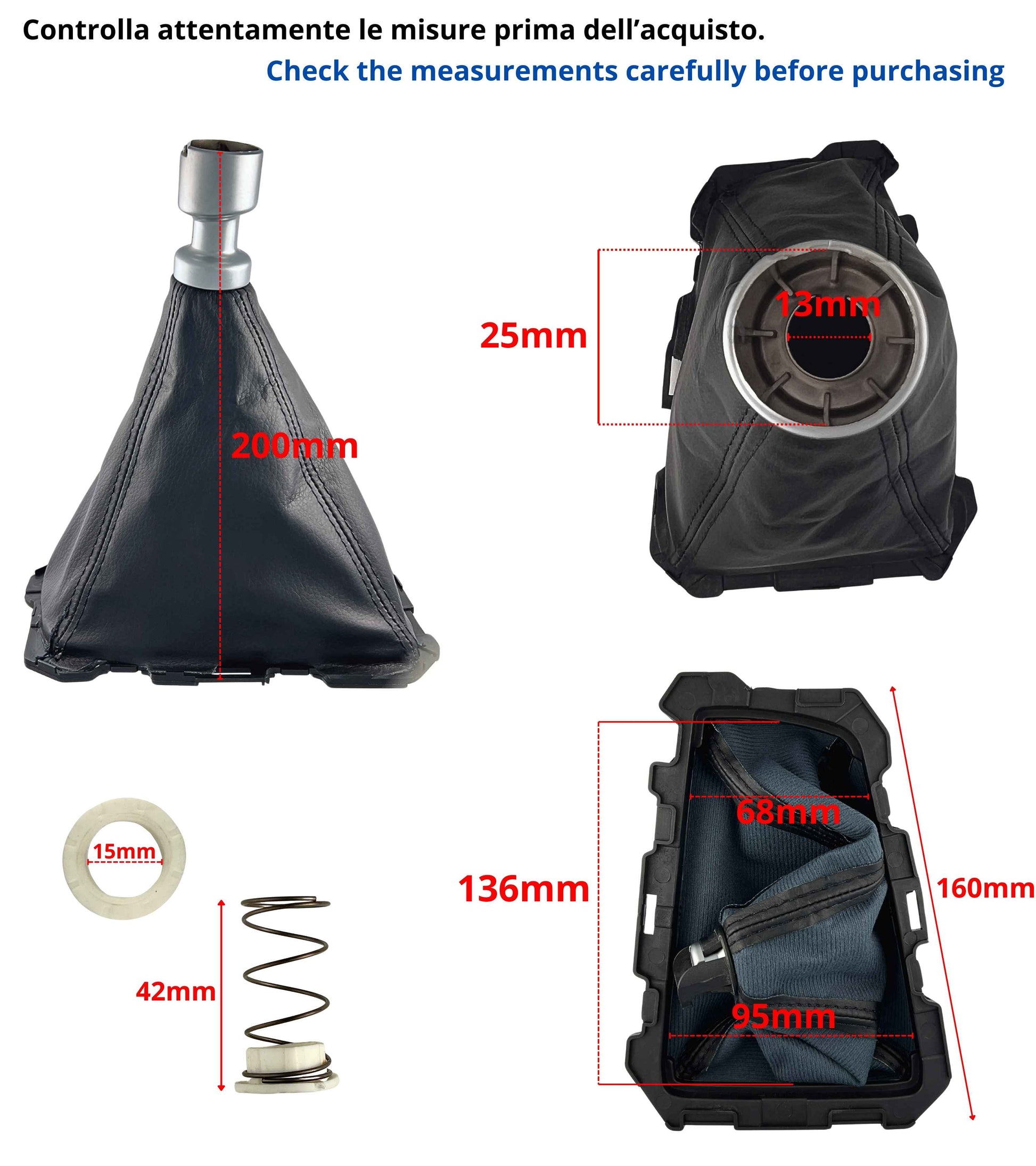 Black Manual Gear Shift Boot &amp; Return Spring Compatible with Ford Focus MK3 2011–2014 | Possible Compatibility up to 2018 | OEM BM51A045B79