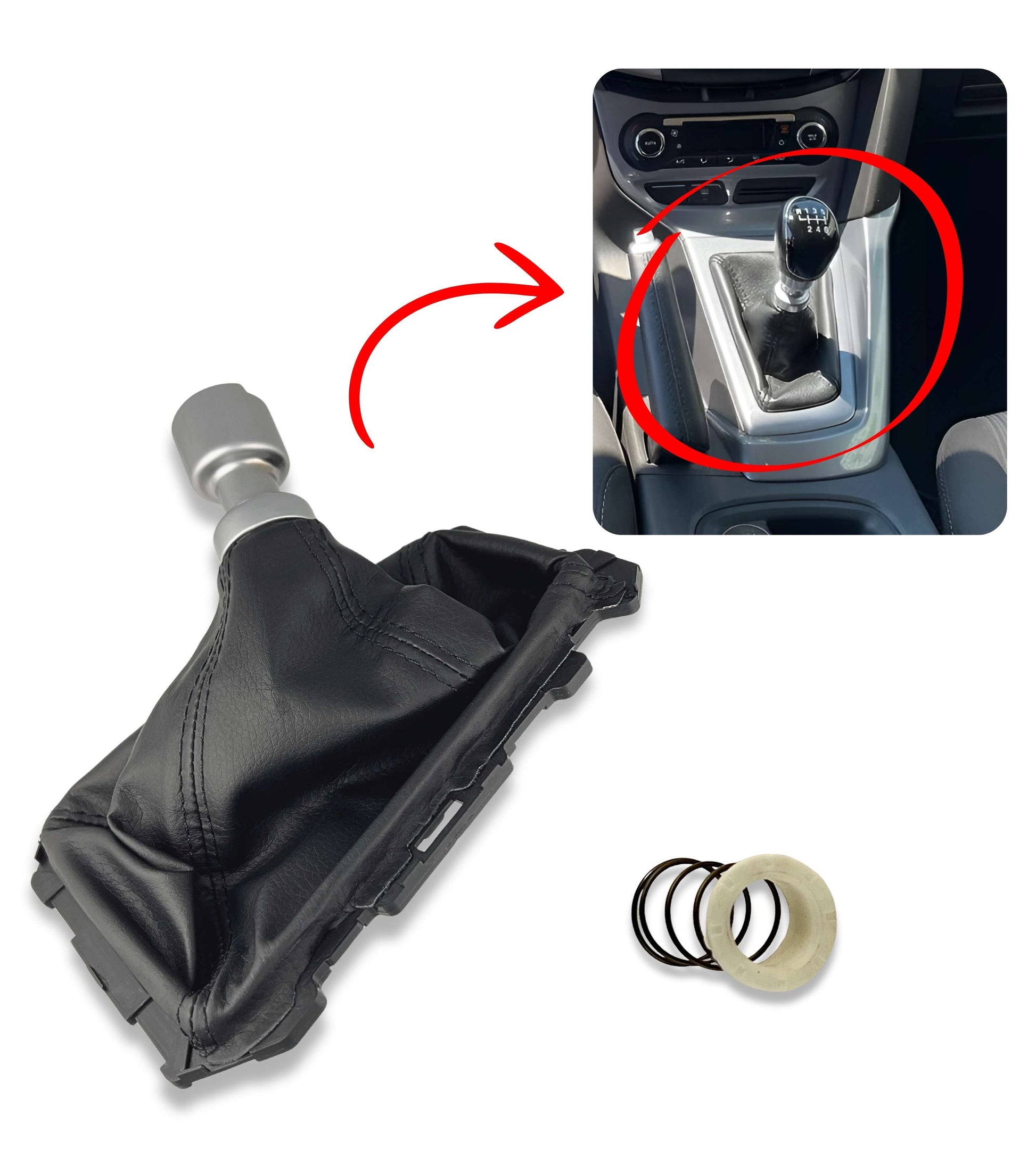 Black Manual Gear Shift Boot &amp; Return Spring Compatible with Ford Focus MK3 2011–2014 | Possible Compatibility up to 2018 | OEM BM51A045B79