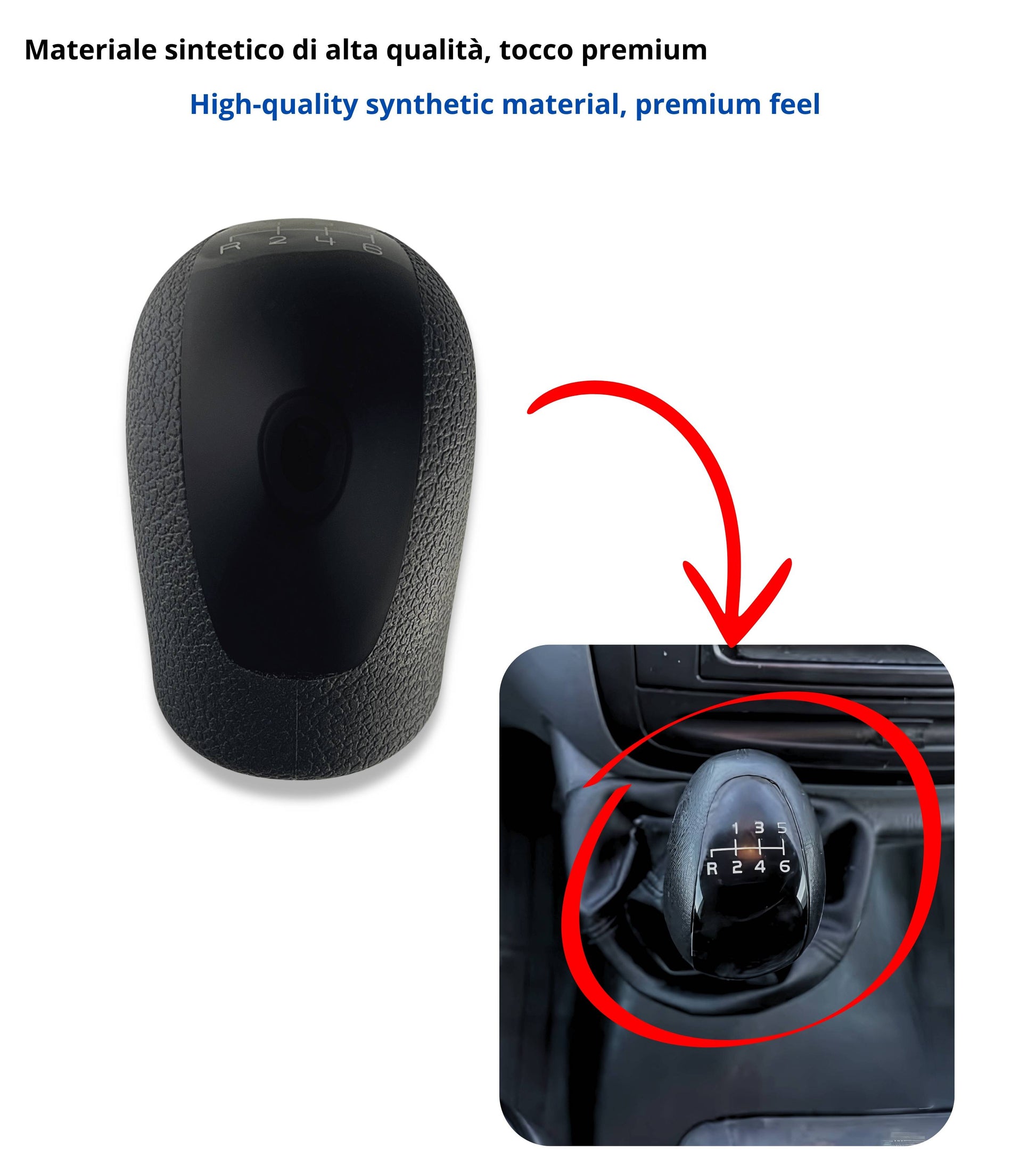 6 Speed ​​Gear Shift Knob Compatible with Mercedes-Benz Vito Viano Sprinter II and Volkswagen Crafter I, OEM A9062600509 2E1711101B