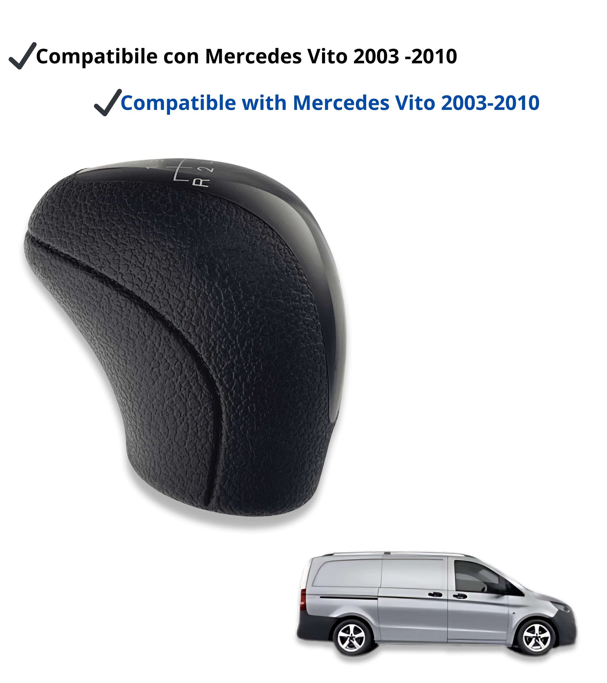 6 Speed ​​Gear Shift Knob Compatible with Mercedes-Benz Vito Viano Sprinter II and Volkswagen Crafter I, OEM A9062600509 2E1711101B