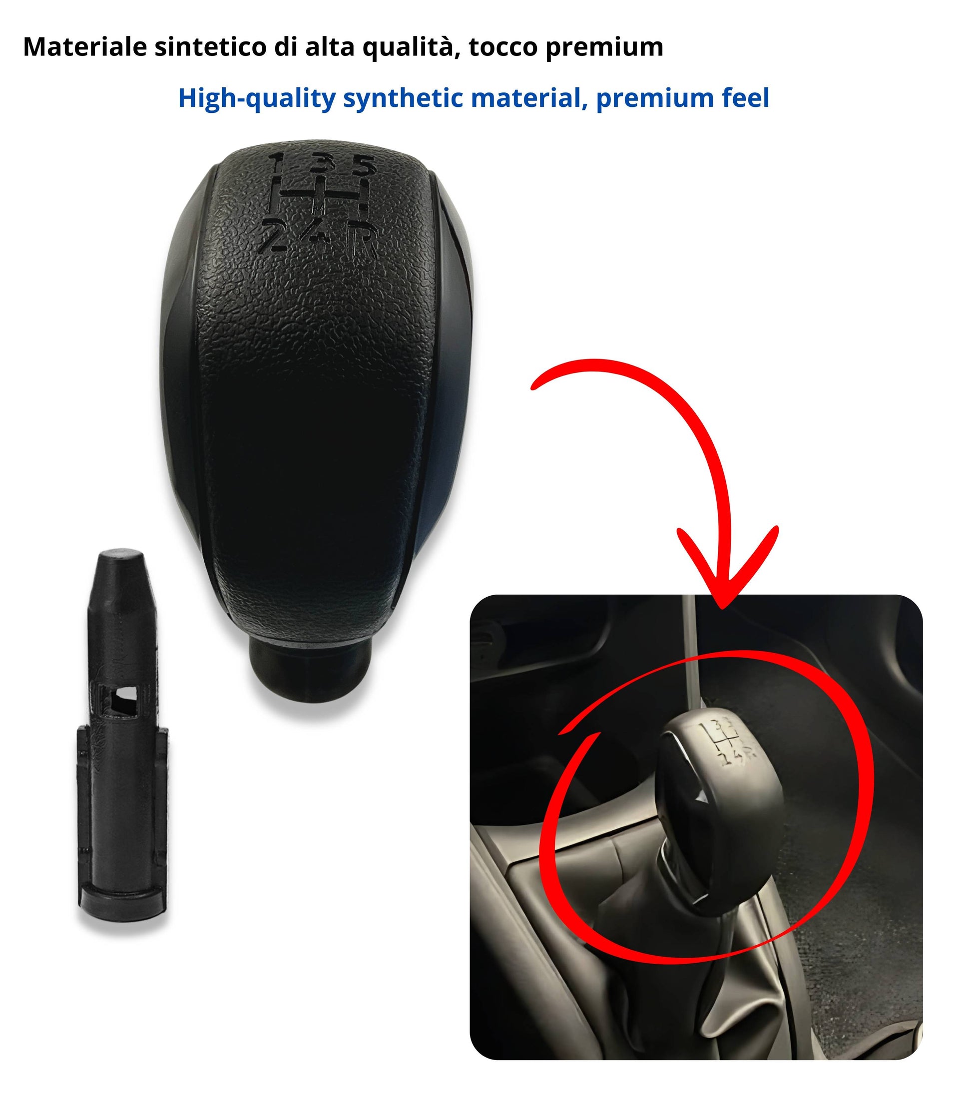5 Speed ​​Gear Shift Knob with Adapter Compatible with Peugeot 207 208 308 508 3008 and Citroen C2 C3 C4 C5 Berlingo Jumpy OEM 16088722ZD