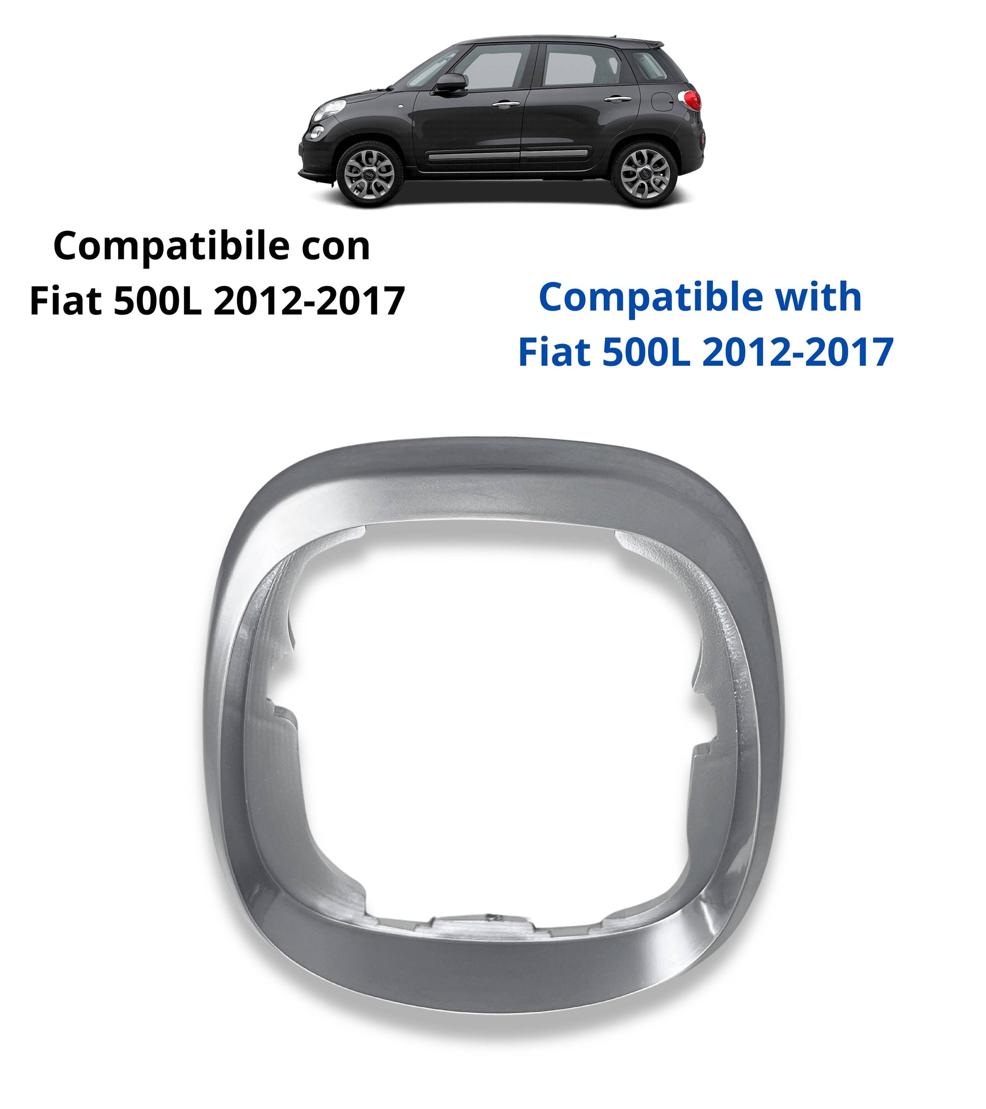 Satin External Frame for Gear Shift Boot Compatible with Fiat 500L (2012–2017) Color Silver Gray OEM 735547556 735547557