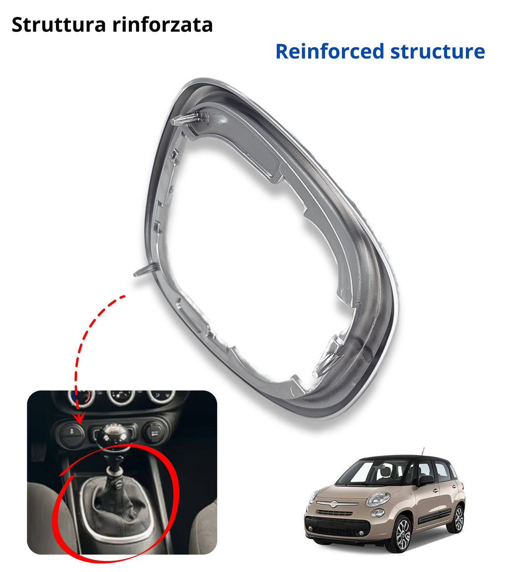 Cornice Esterna Satinata per Cuffia Leva Cambio Compatibile con Fiat 500L (2012–2017) Colore Argento Grigio OEM 735547556 735547557