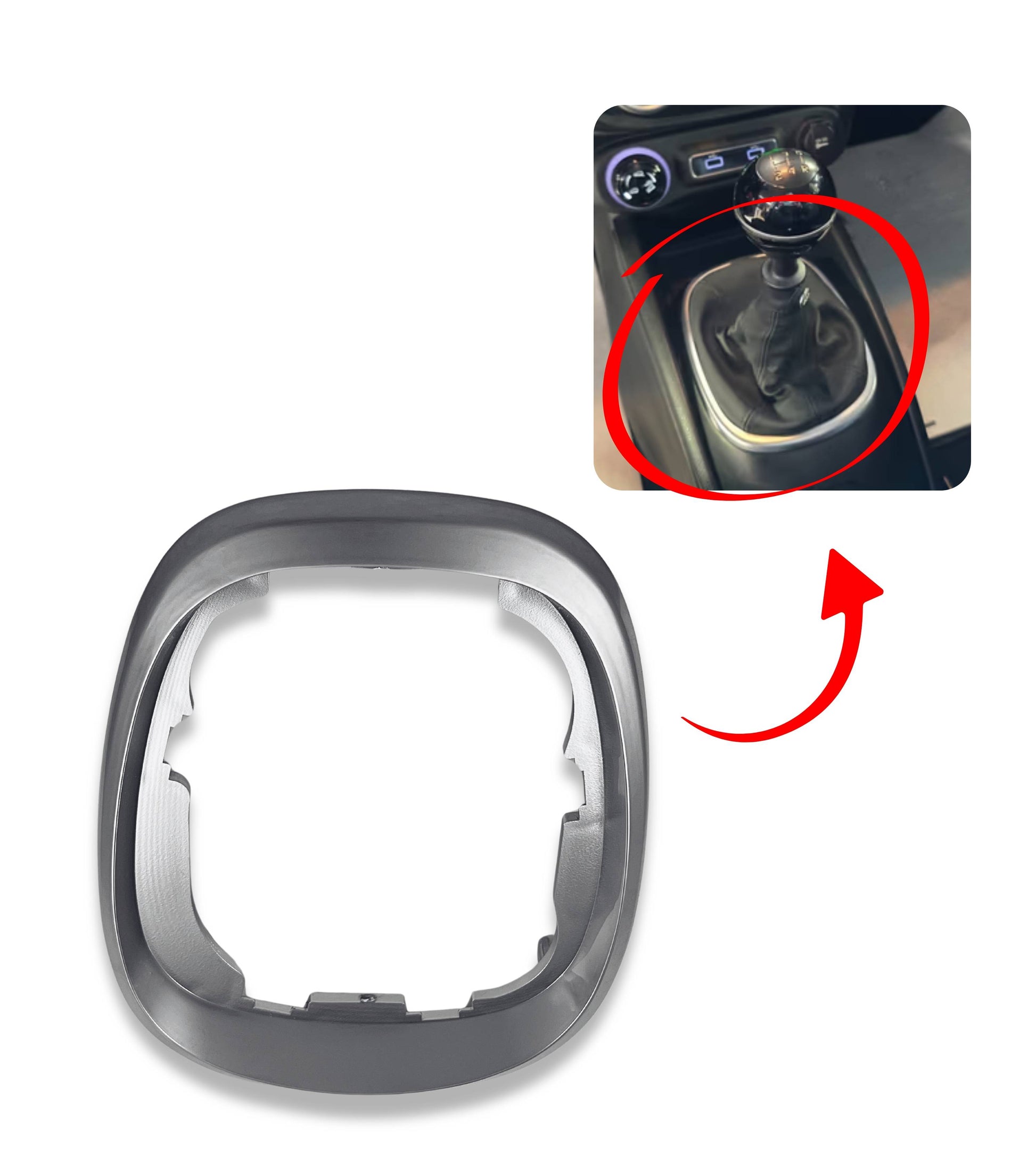 Satin External Frame for Gear Shift Boot Compatible with Fiat 500L (2012–2017) Color Silver Gray OEM 735547556 735547557