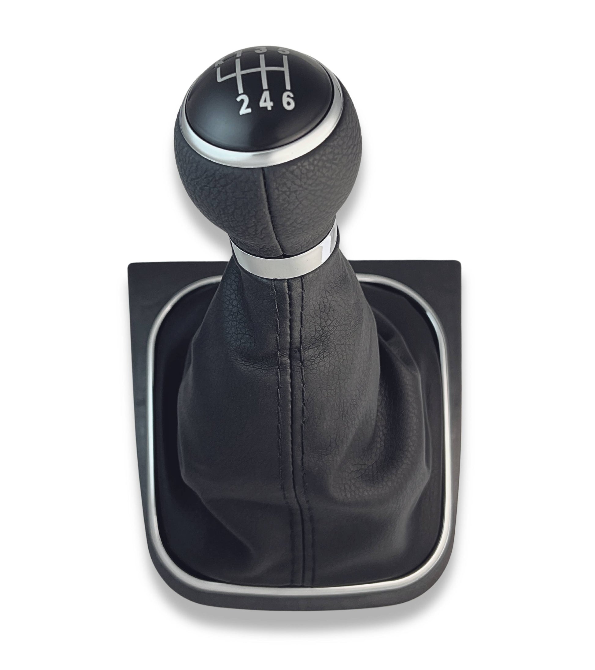 1neiSmartech 6 Speed ​​Gear Knob and Boot Kit with Black Stitching and Black Frame for Gear Lever Compatible with Volkswagen Golf 5 2003-2008, Golf 6 2008-2012