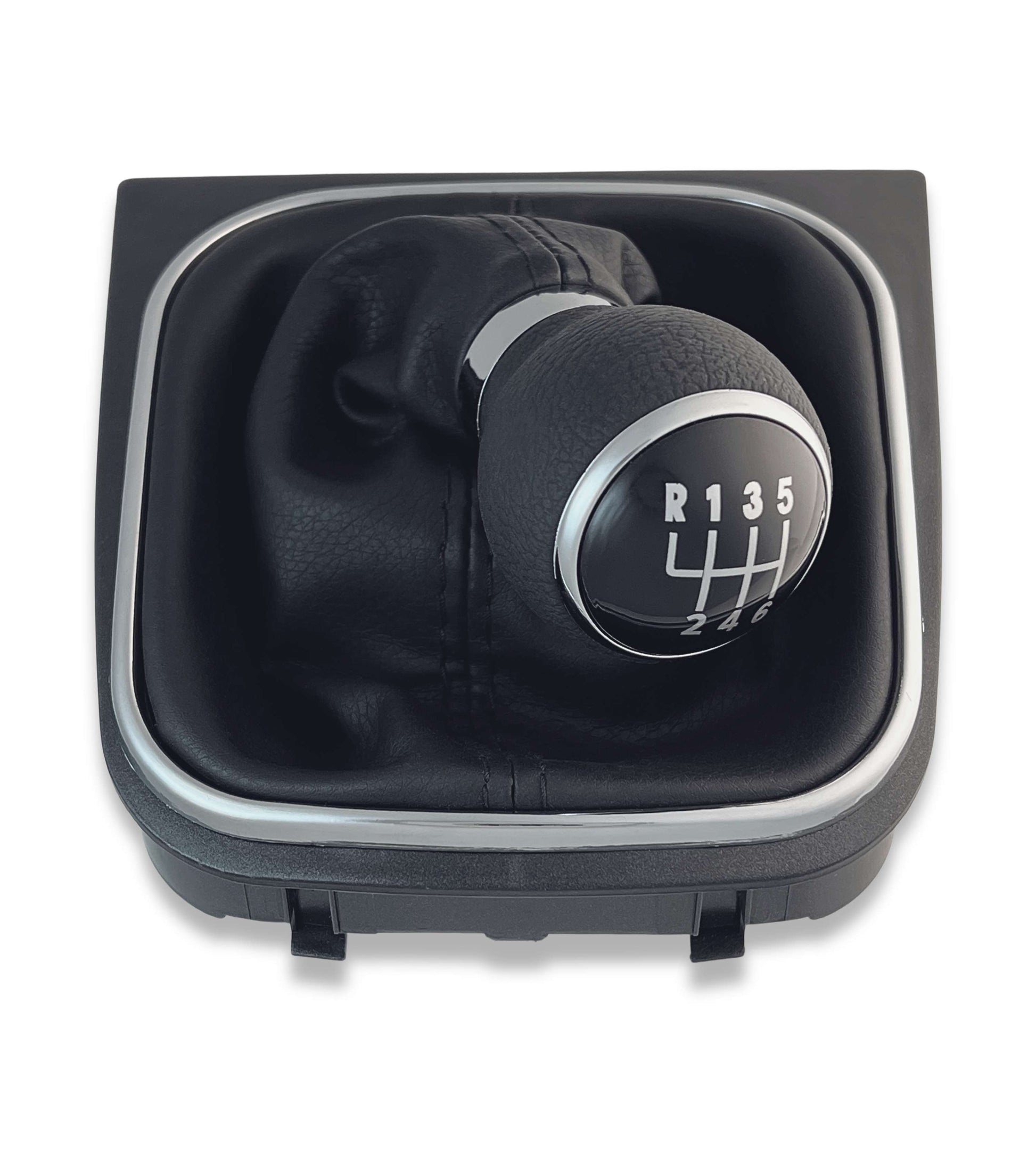 1neiSmartech 6 Speed ​​Gear Knob and Boot Kit with Black Stitching and Black Frame for Gear Lever Compatible with Volkswagen Golf 5 2003-2008, Golf 6 2008-2012