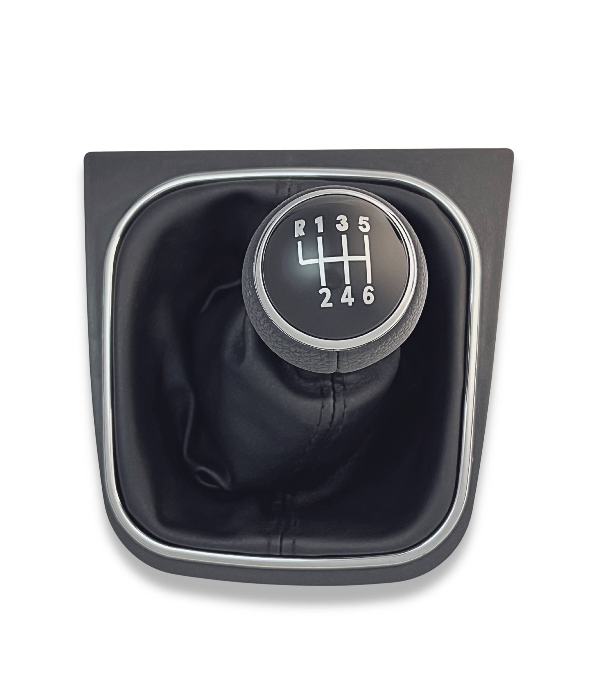 1neiSmartech 6 Speed ​​Gear Knob and Boot Kit with Black Stitching and Black Frame for Gear Lever Compatible with Volkswagen Golf 5 2003-2008, Golf 6 2008-2012