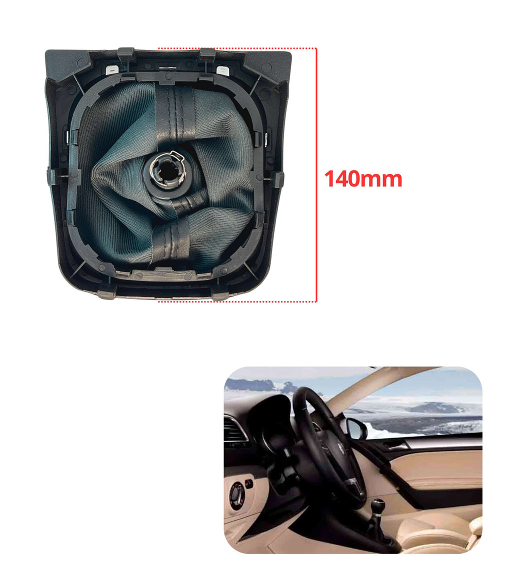 1neiSmartech 6 Speed ​​Gear Knob and Boot Kit with Black Stitching and Black Frame for Gear Lever Compatible with Volkswagen Golf 5 2003-2008, Golf 6 2008-2012