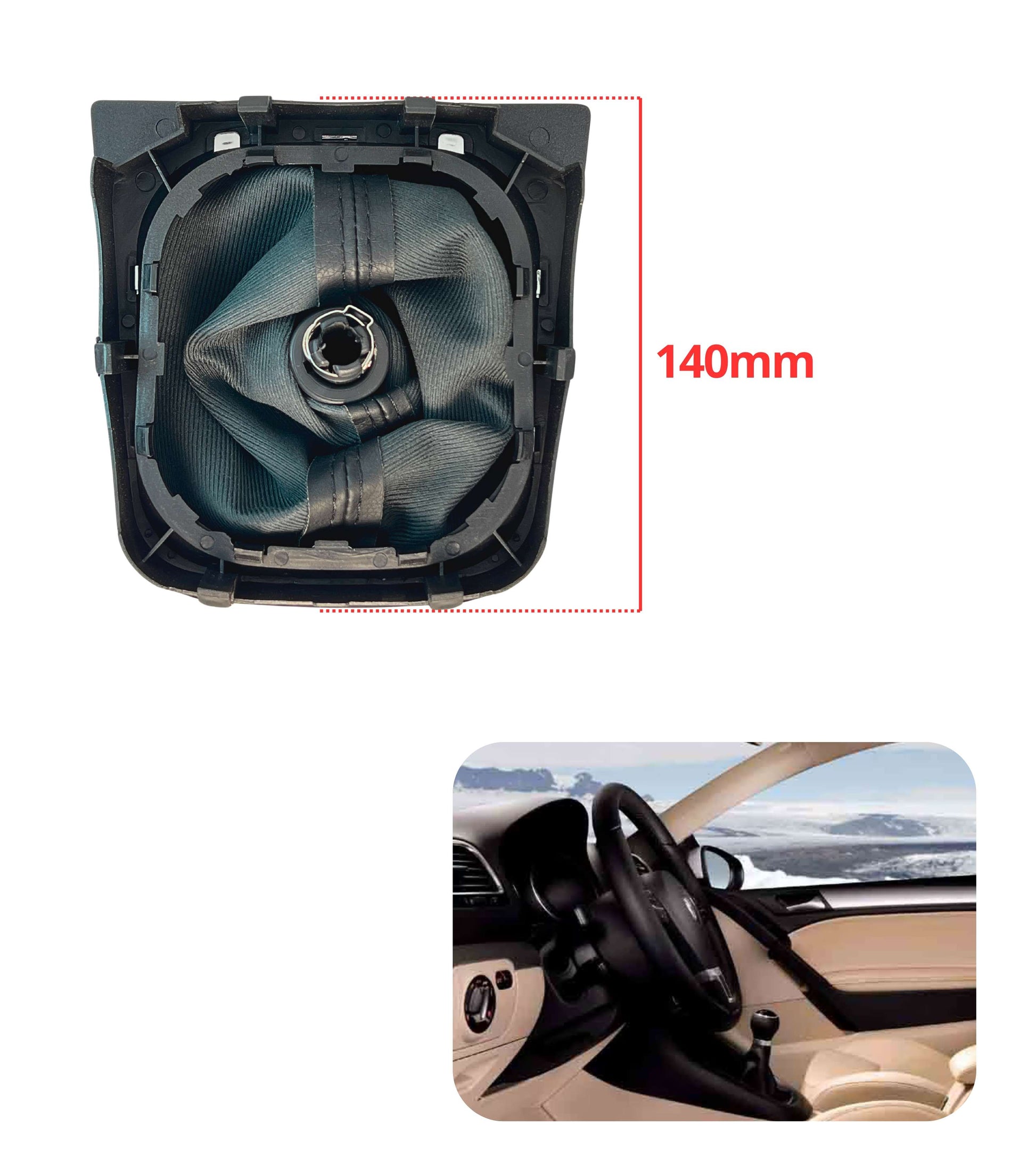 1neiSmartech 6 Speed ​​Gear Knob and Boot Kit with Black Stitching and Black Frame for Gear Lever Compatible with Volkswagen Golf 5 2003-2008, Golf 6 2008-2012