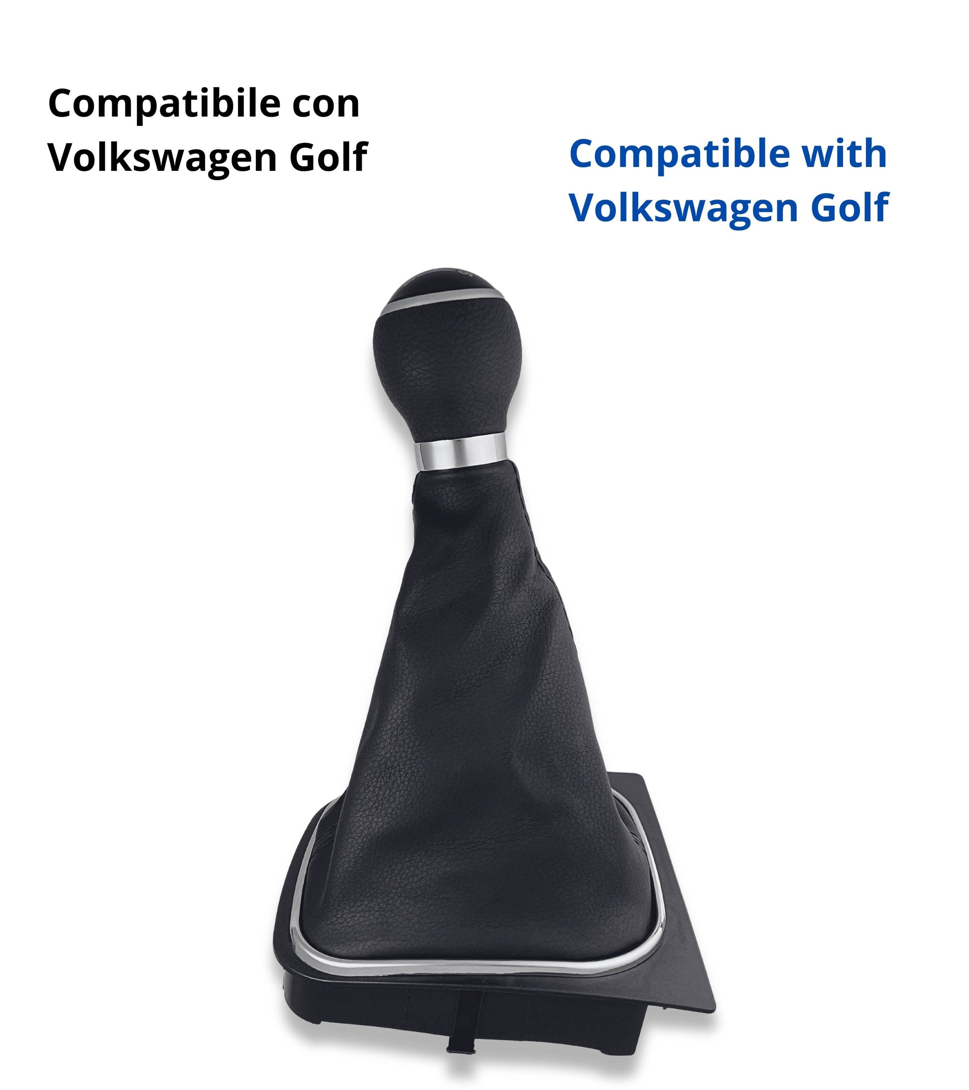 1neiSmartech 6 Speed ​​Gear Knob and Boot Kit with Black Stitching and Black Frame for Gear Lever Compatible with Volkswagen Golf 5 2003-2008, Golf 6 2008-2012