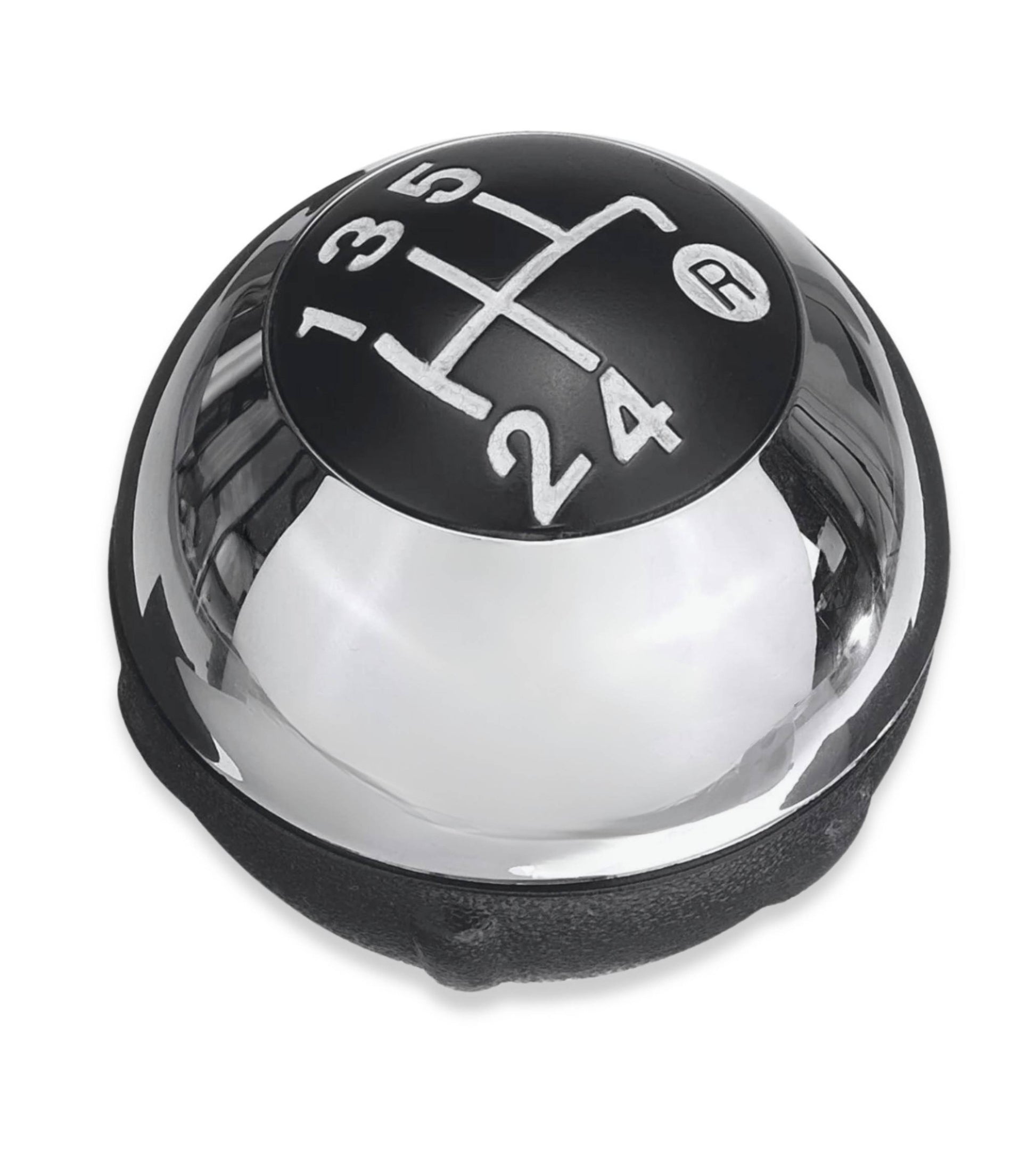 5 Speed ​​Gear Shift Knob Compatible with Fiat 500 (312) and 500C 2007–2018 Color Gloss Silver, OEM 55344048