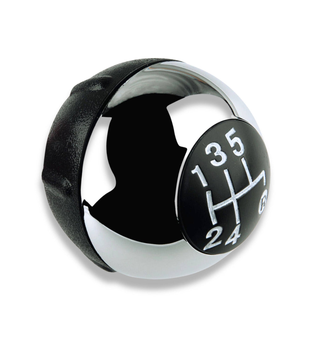5 Speed ​​Gear Shift Knob Compatible with Fiat 500 (312) and 500C 2007–2018 Color Gloss Silver, OEM 55344048