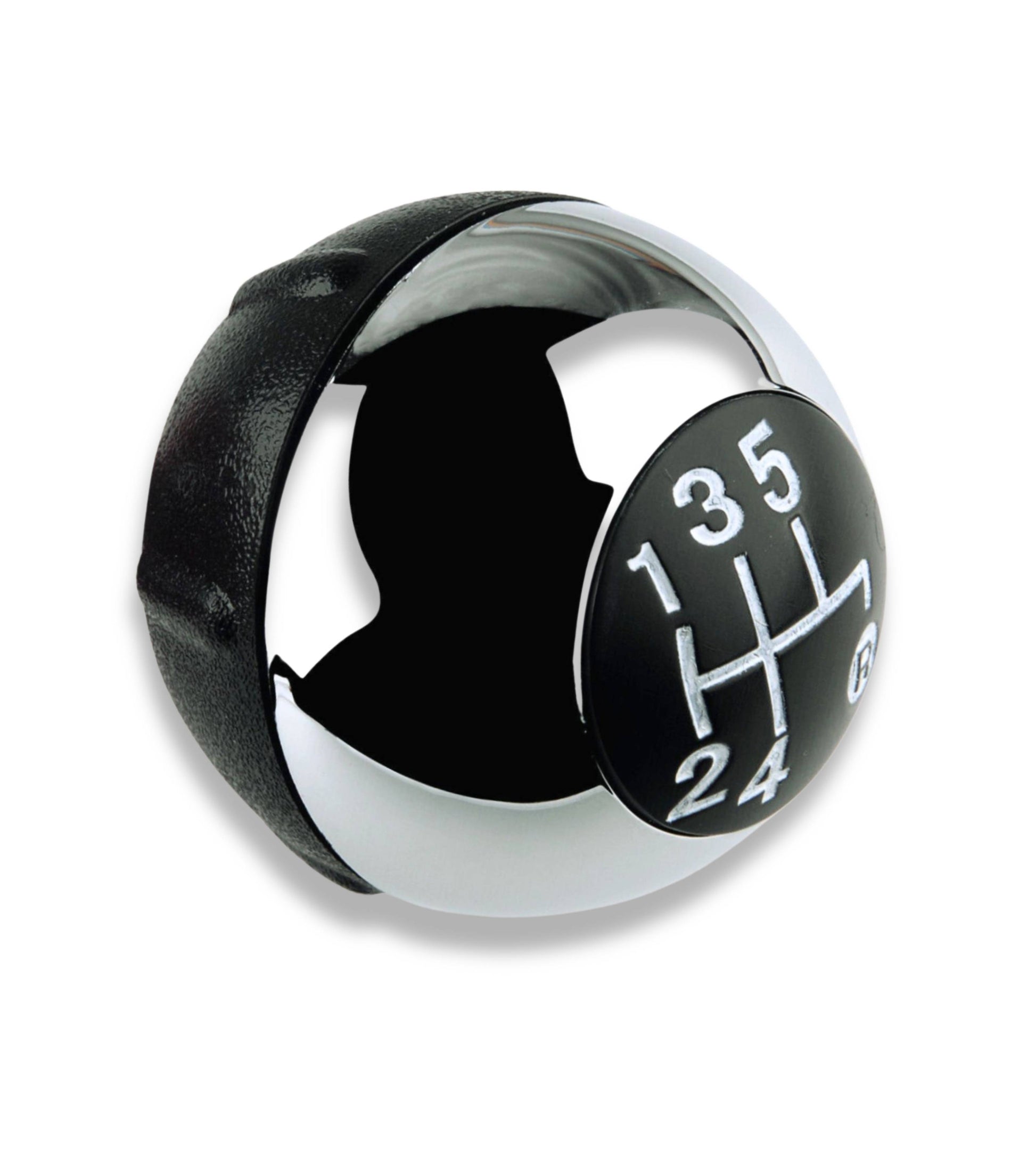 5 Speed ​​Gear Shift Knob Compatible with Fiat 500 (312) and 500C 2007–2018 Color Gloss Silver, OEM 55344048