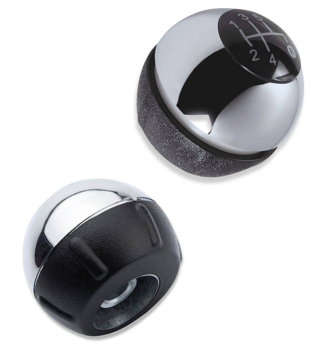 5 Speed ​​Gear Shift Knob Compatible with Fiat 500 (312) and 500C 2007–2018 Color Gloss Silver, OEM 55344048