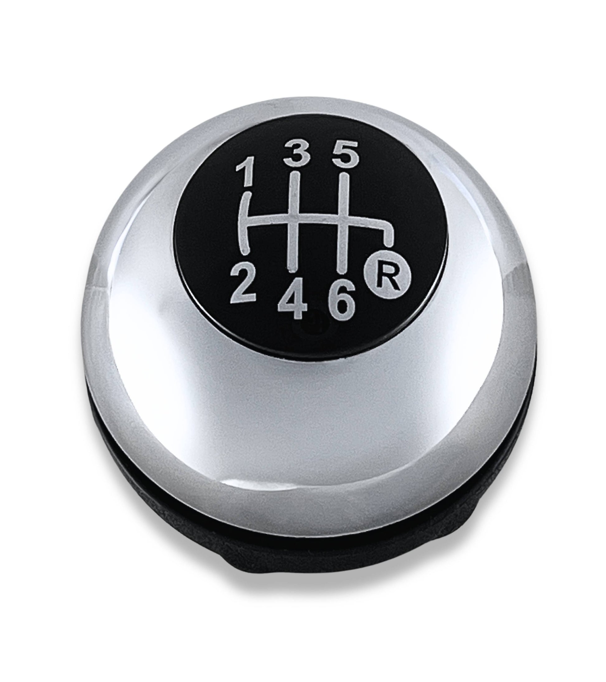 6 Speed ​​Gear Knob Compatible with Fiat 500 (312) and 500C from 2007 onwards, Glossy Silver Color, OEM 55344048