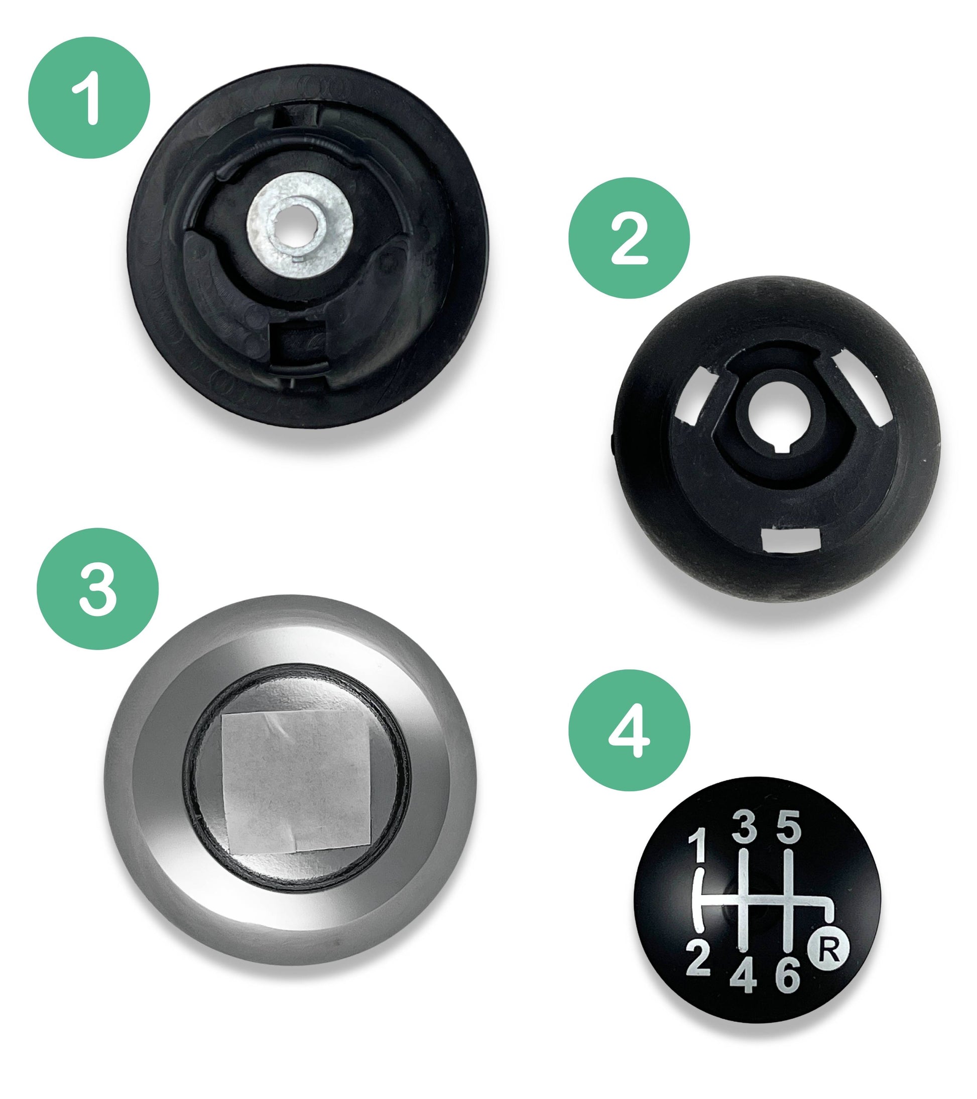 6 Speed ​​Gear Knob Compatible with Fiat 500 (312) and 500C from 2007 onwards, Glossy Silver Color, OEM 55344048