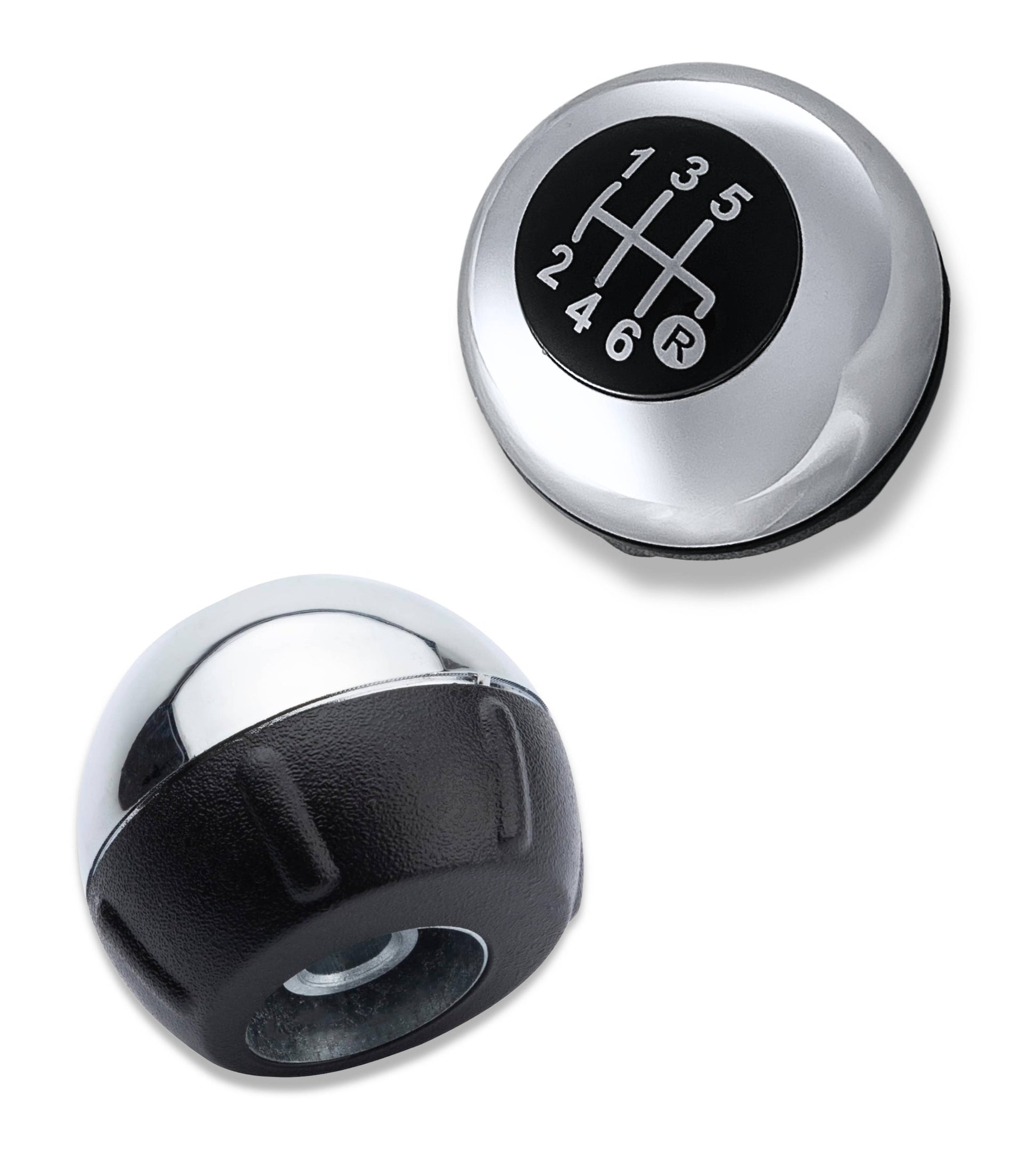 6 Speed ​​Gear Knob Compatible with Fiat 500 (312) and 500C from 2007 onwards, Glossy Silver Color, OEM 55344048