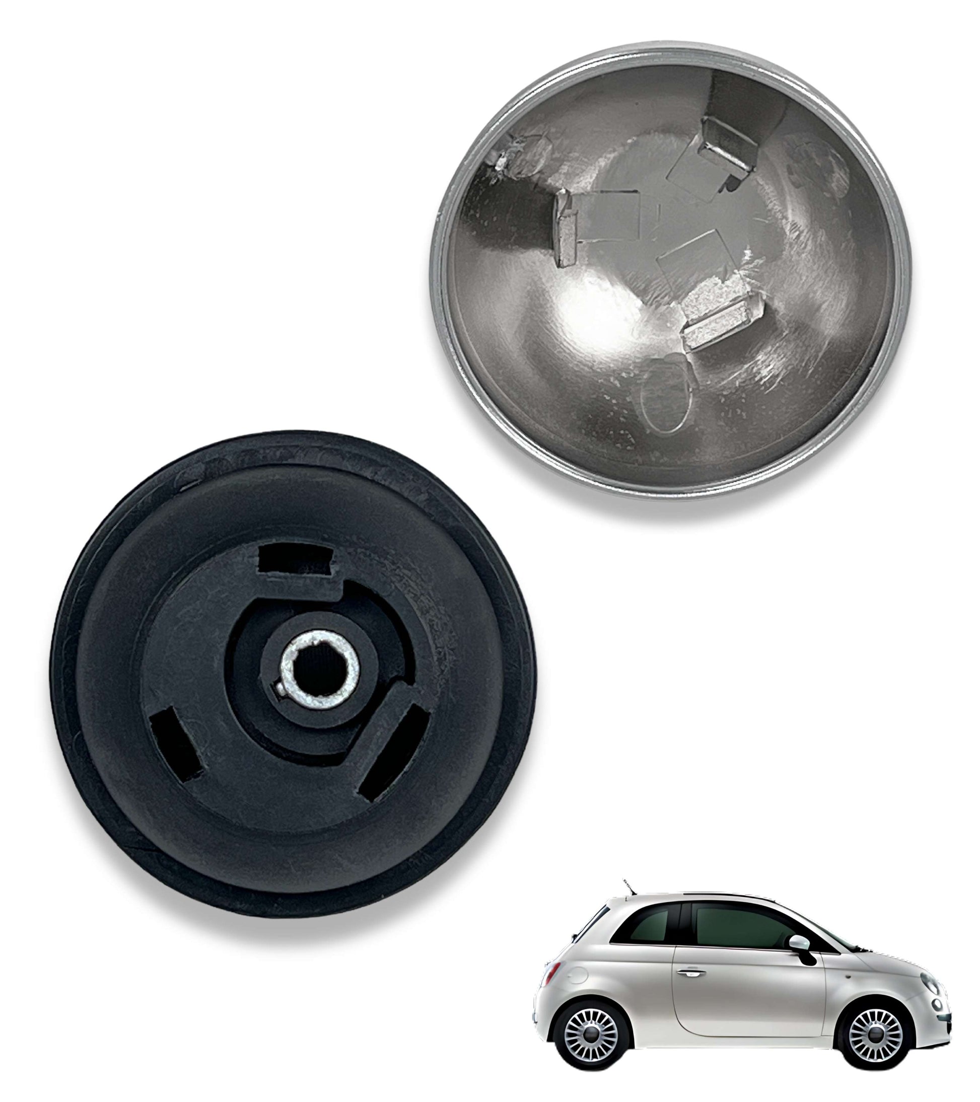 6 Speed ​​Gear Knob Compatible with Fiat 500 (312) and 500C from 2007 onwards, Glossy Silver Color, OEM 55344048