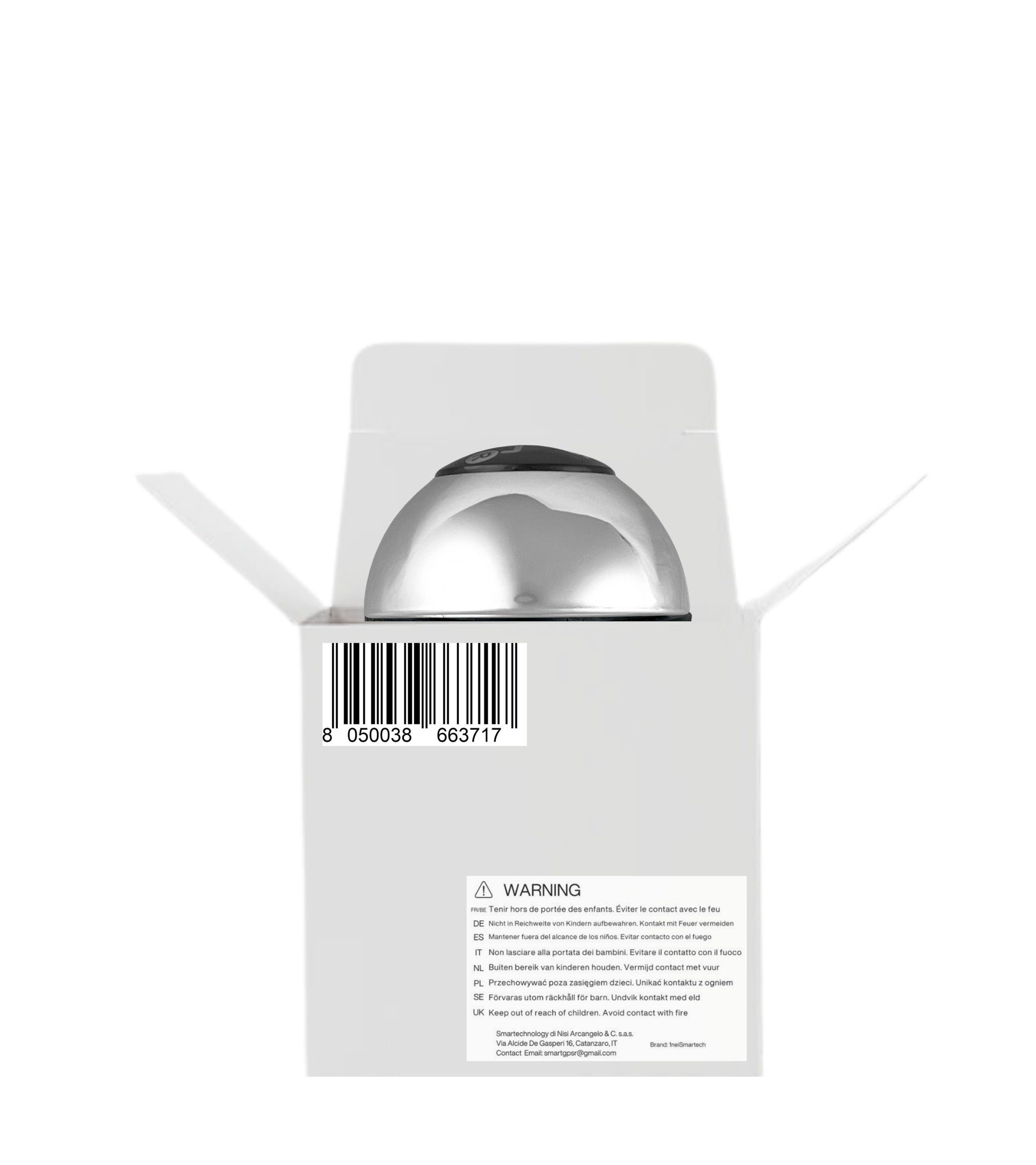 6 Speed ​​Gear Knob Compatible with Fiat 500 (312) and 500C from 2007 onwards, Glossy Silver Color, OEM 55344048