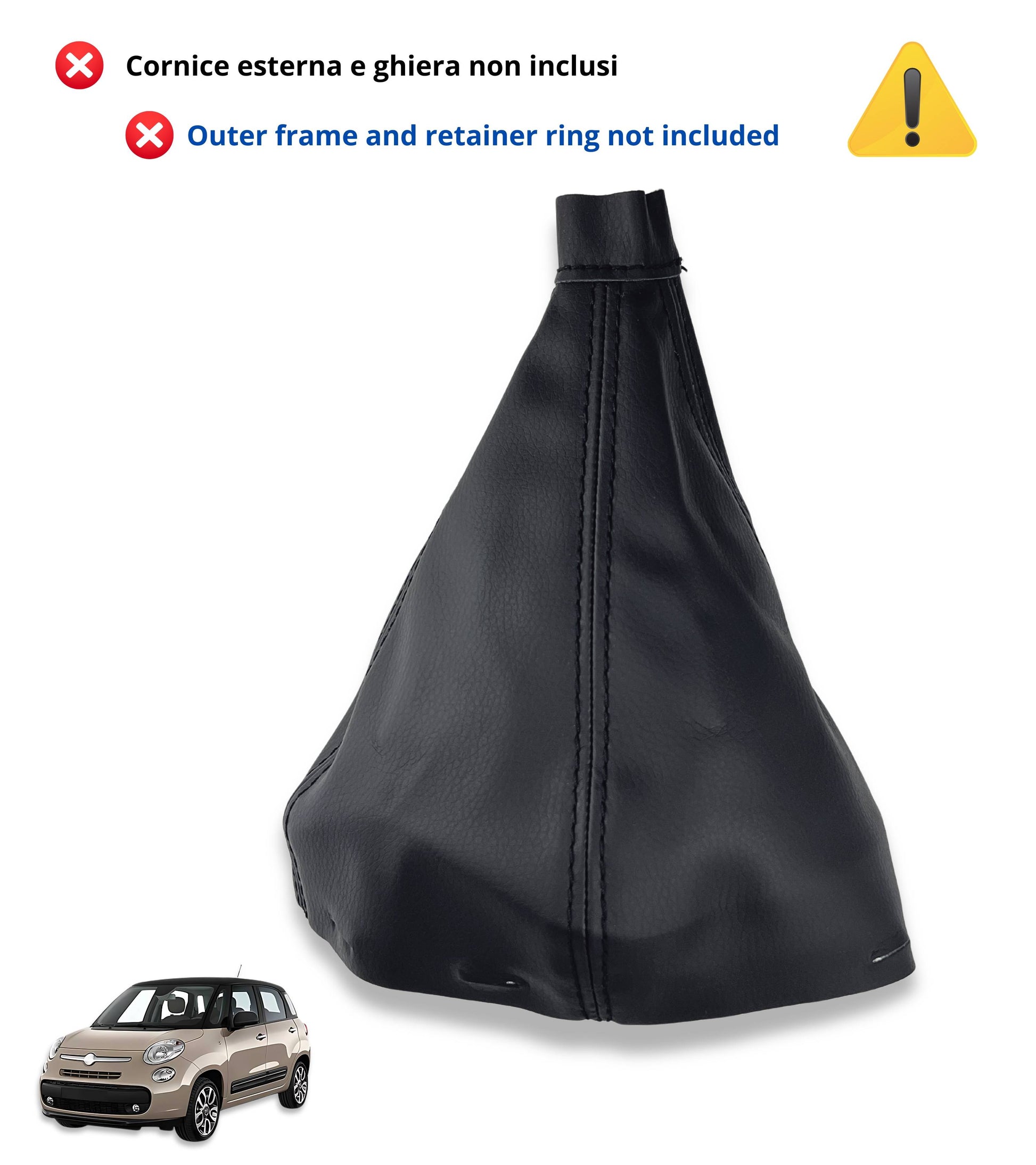 Black Gear Shift Boot Compatible with Fiat 500L (2012–2017) with Button and Velcro | Boot Only, Without Inner Ring and Outer Frame | OEM 735576477 