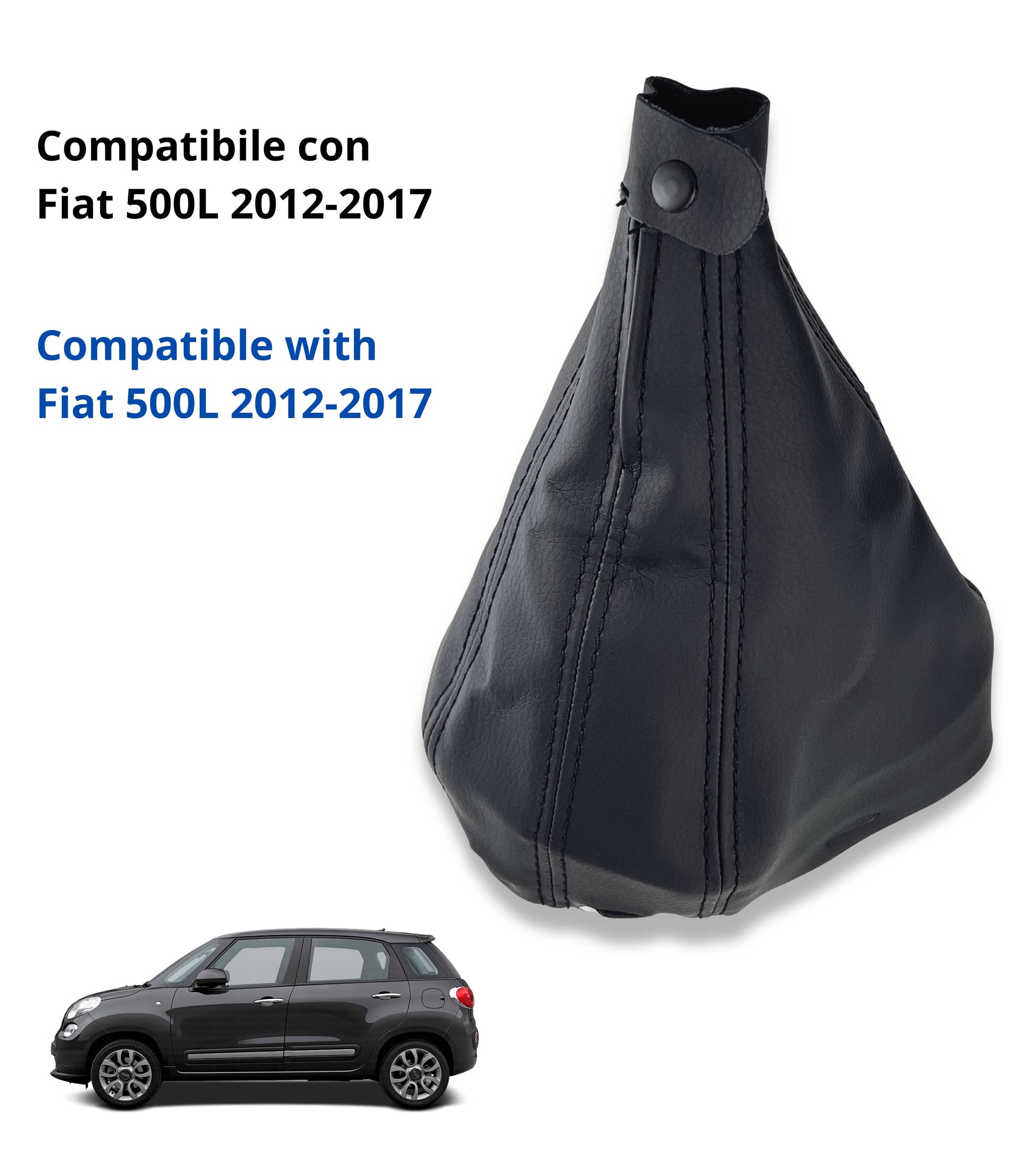 Black Gear Shift Boot Compatible with Fiat 500L (2012–2017) with Button and Velcro | Boot Only, Without Inner Ring and Outer Frame | OEM 735576477 