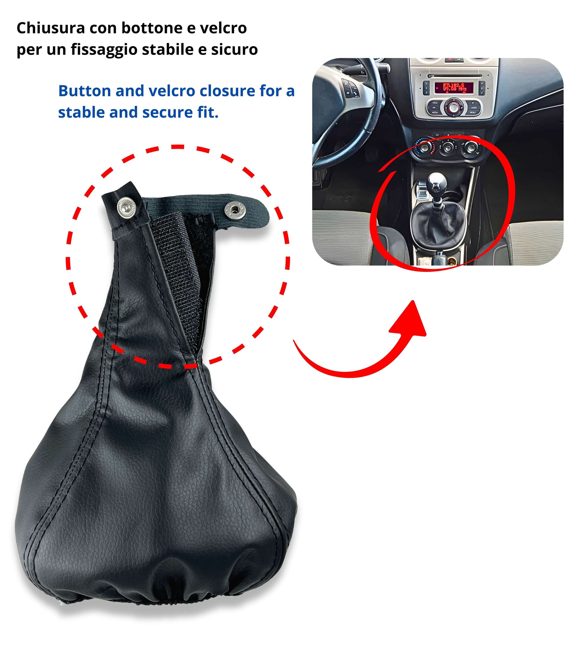 Gear Shift Boot Compatible with Alfa Romeo MiTo from 2008, Frame and Ring not included, for OEM 156088073