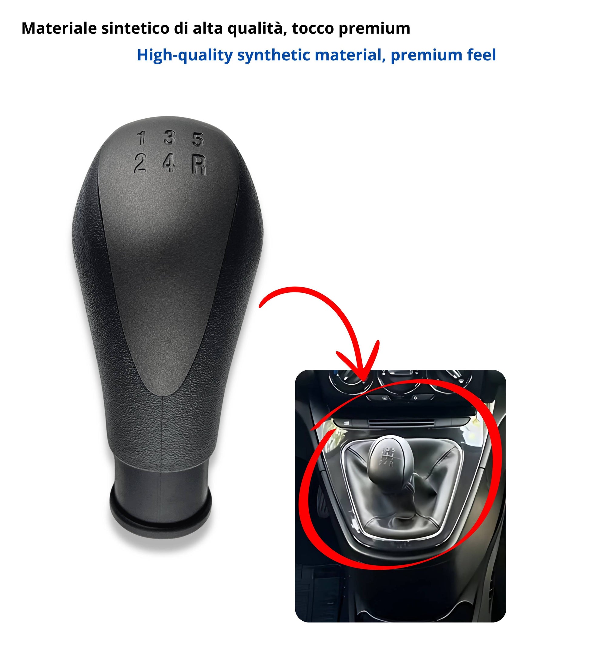 5 Speed ​​Gear Shift Knob Compatible with Lancia Ypsilon (843) 2006–2011, Satin Grey Plate, Compatible OEM 735443345