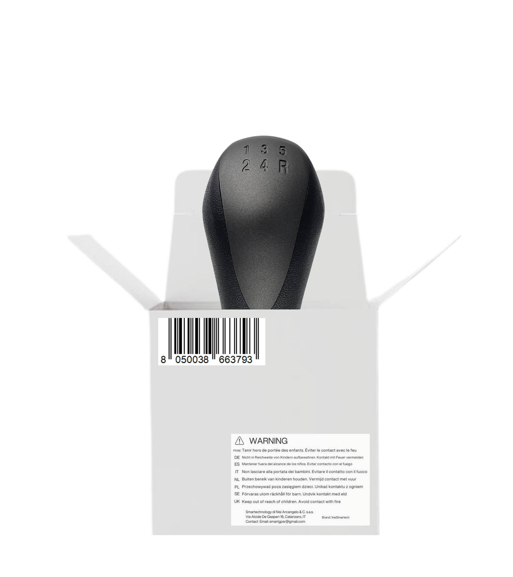 5 Speed ​​Gear Shift Knob Compatible with Lancia Ypsilon (843) 2006–2011, Satin Grey Plate, Compatible OEM 735443345