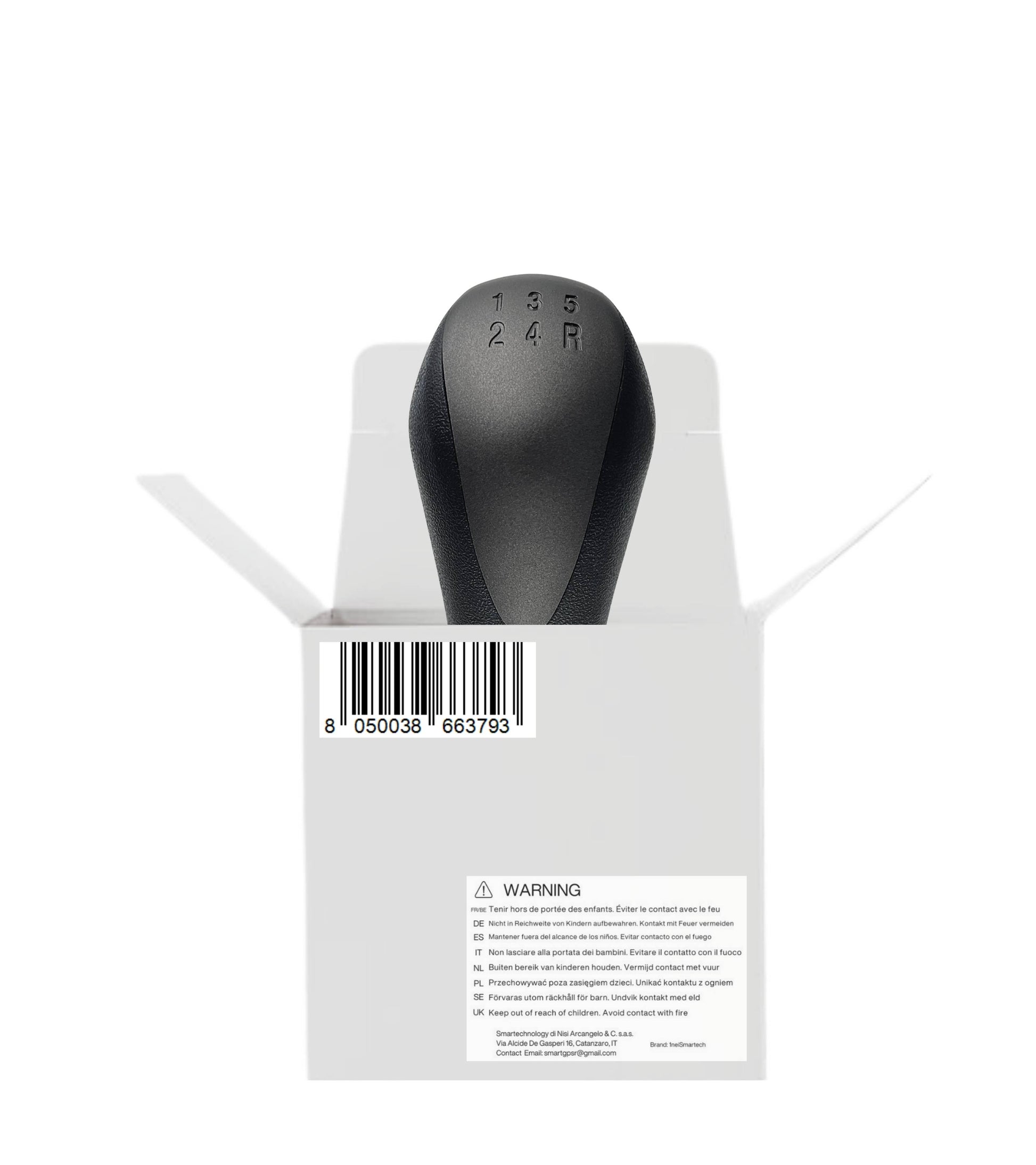 5 Speed ​​Gear Shift Knob Compatible with Lancia Ypsilon (843) 2006–2011, Satin Grey Plate, Compatible OEM 735443345