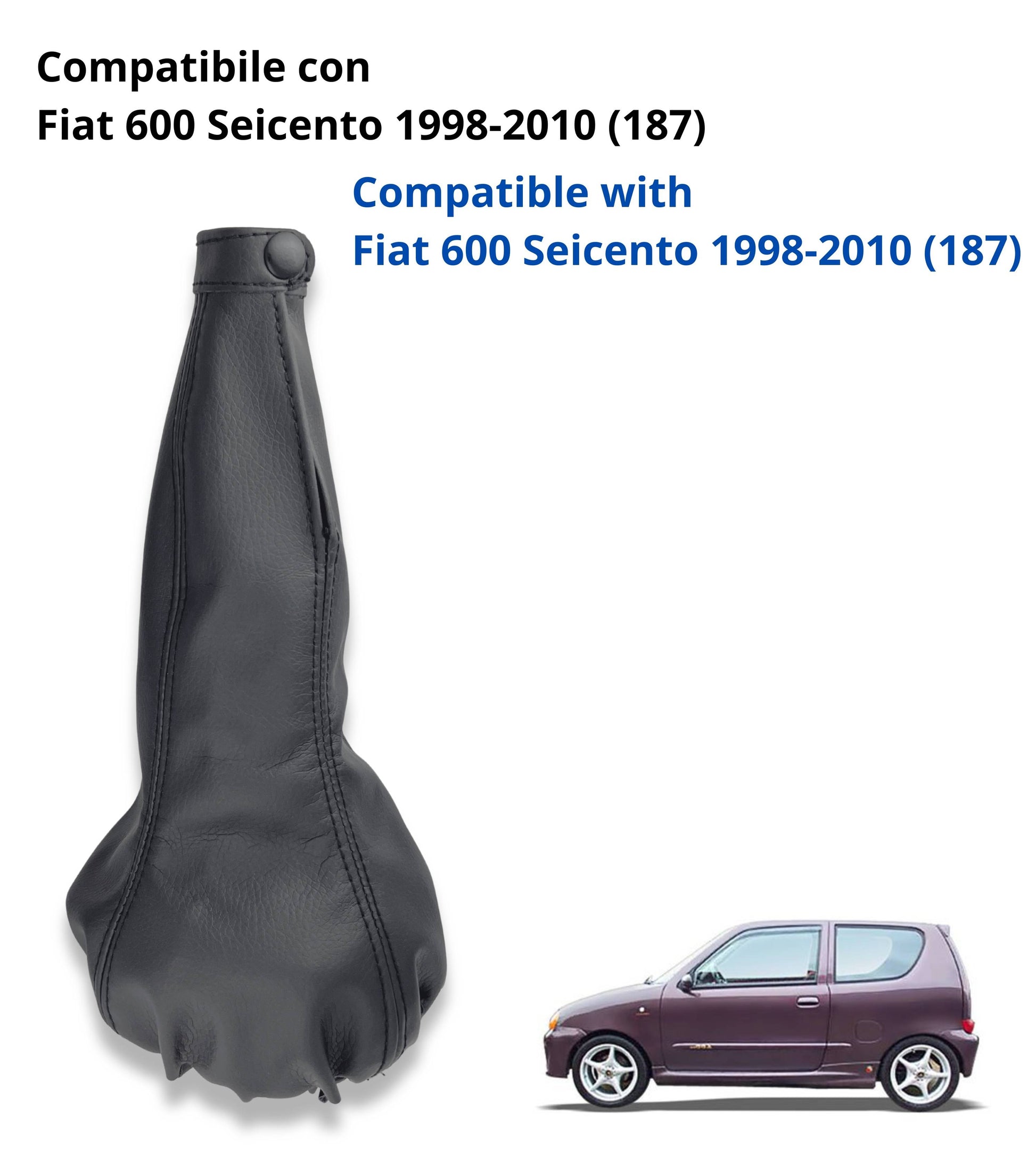 Gear Shift Boot Compatible with Fiat 600 Seicento 1998–2010, OEM 735249804, Frame and Ring Not Included
