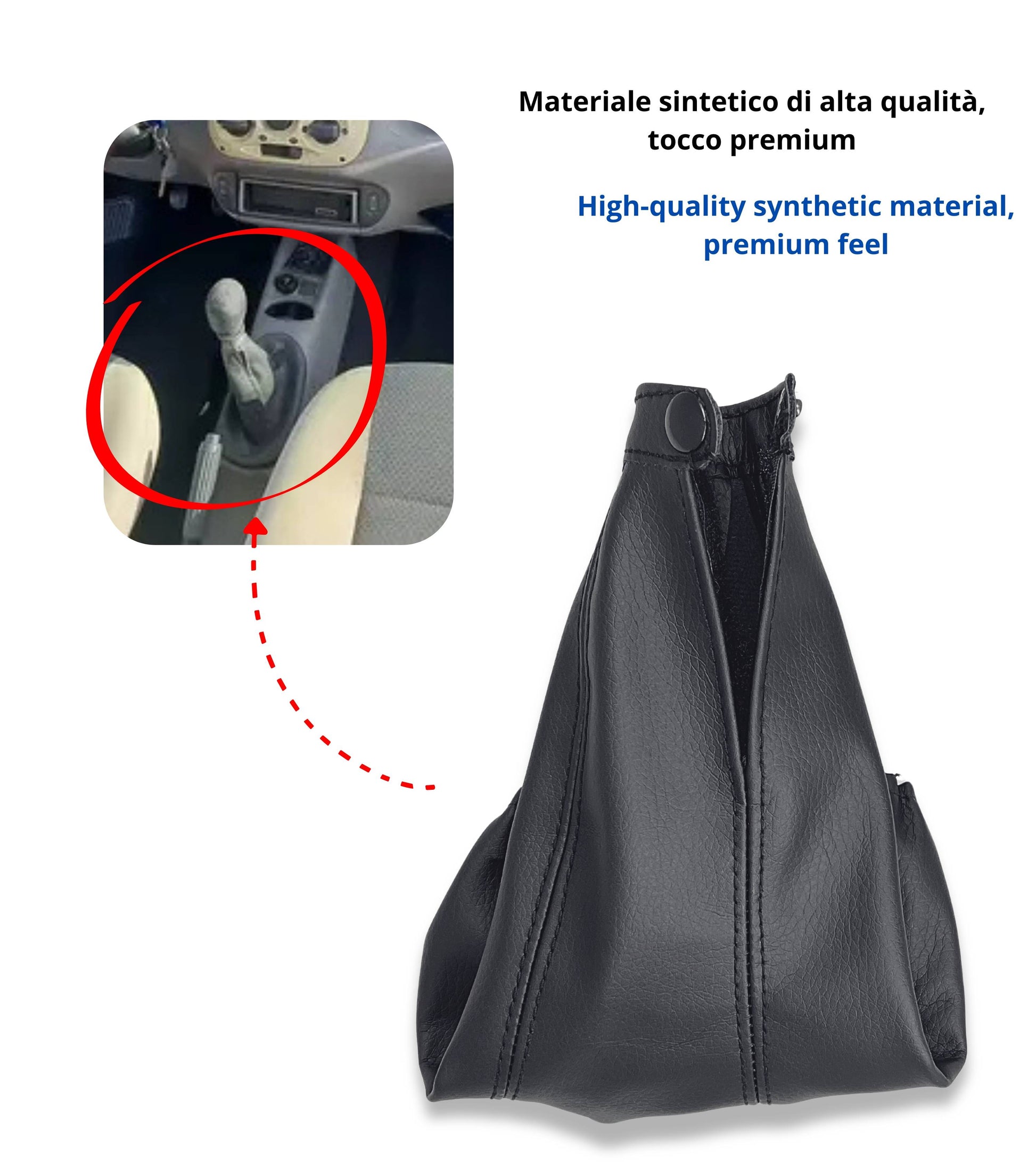 Gear Shift Boot Compatible with Fiat 600 Seicento 1998–2010, OEM 735249804, Frame and Ring Not Included