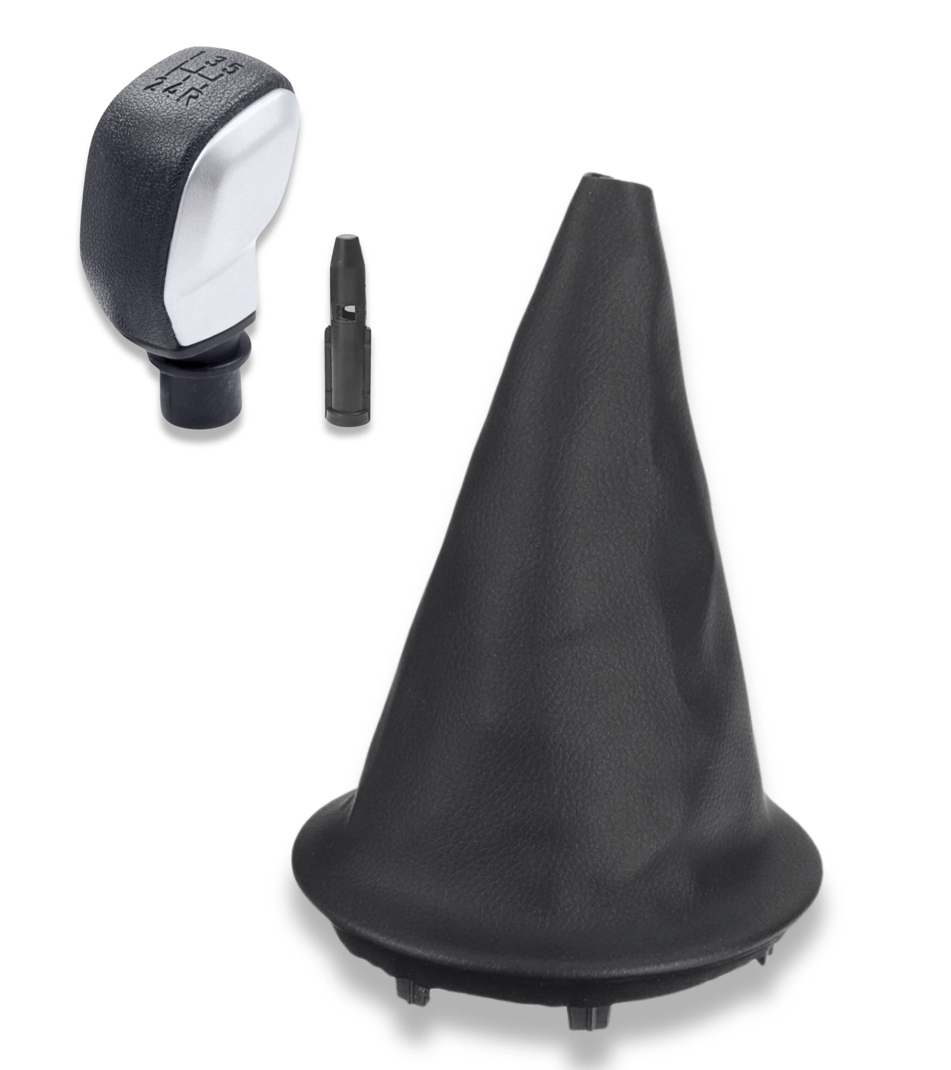 5 Speed ​​Gear Knob Kit with Black Cap, Black External Frame and Ring, Compatible with Citroen Berlingo III and Peugeot Partner from 2008, OEM 16133011ZD, 96738471VV