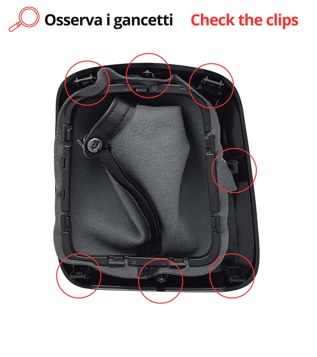 Kit Cuffia Cambio con Cornice Nera e Ghiera di Ritenzione, Compatibile con Fiat Tipo 356 2015+, Fiat Tipo 357 2016+, Fiat Tipo 358 2016+