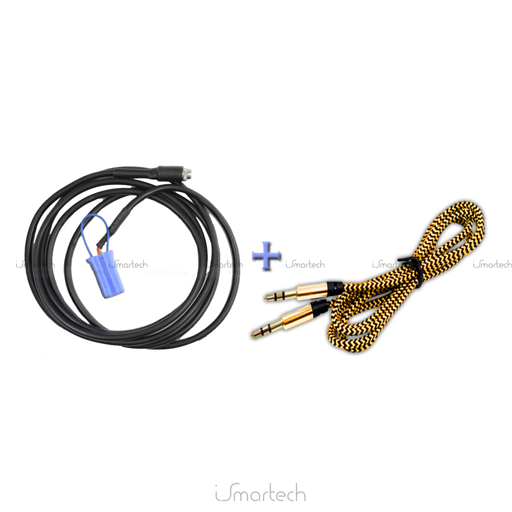 Cavo Aux Femmina per Radio Delphi Bosch No Source Available Compatibile con Fiat Punto 500 Lancia Ypsilon, con Ponticello e Cavo Nylon Oro Jack Maschio