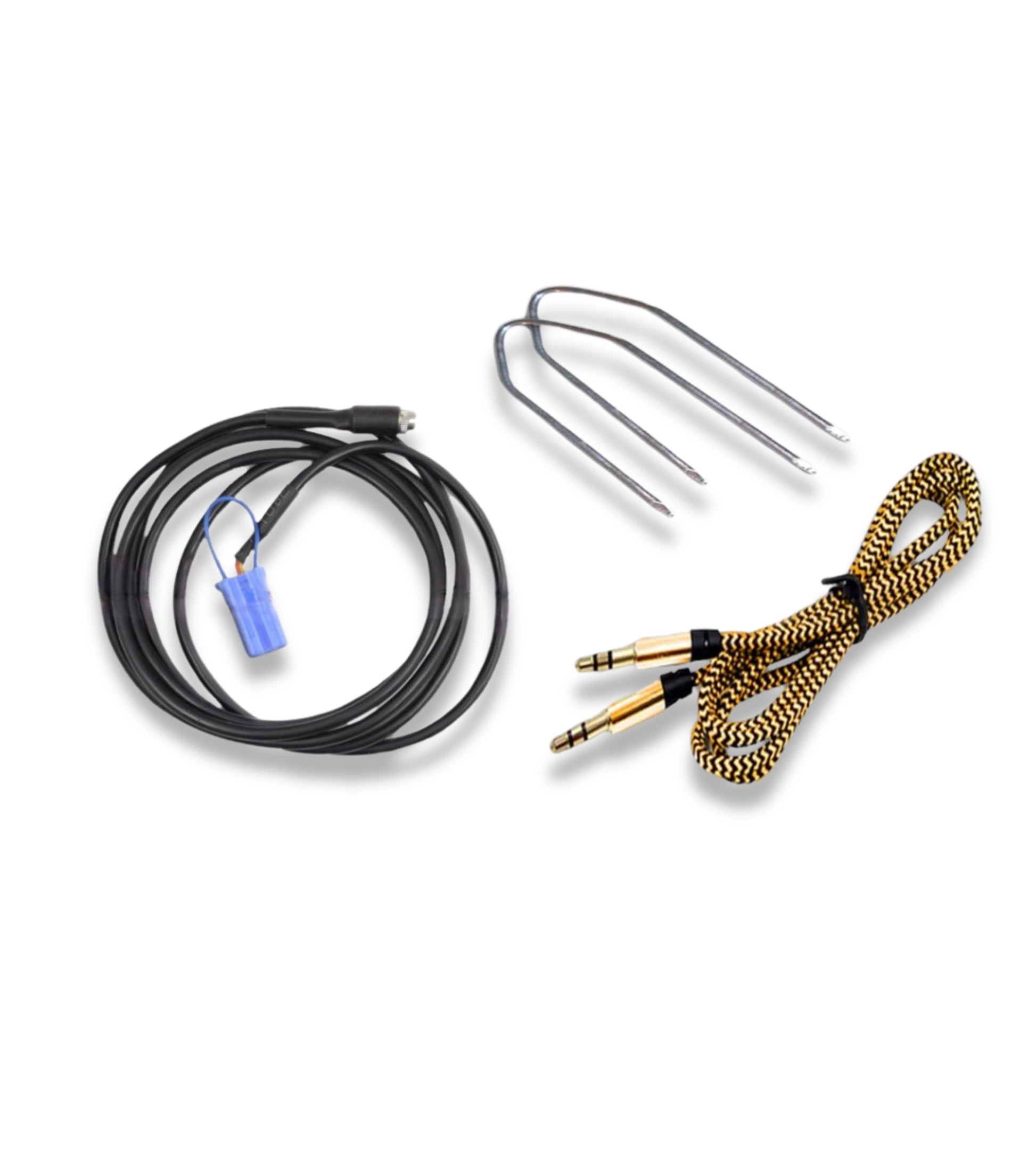 Cavo Aux per radio Delphi Bosch compatibile con Fiat 500 Grande Punto Evo Panda Jack femmina e ponticello + Kit Estrazione + Cavo Oro Nylon Besync