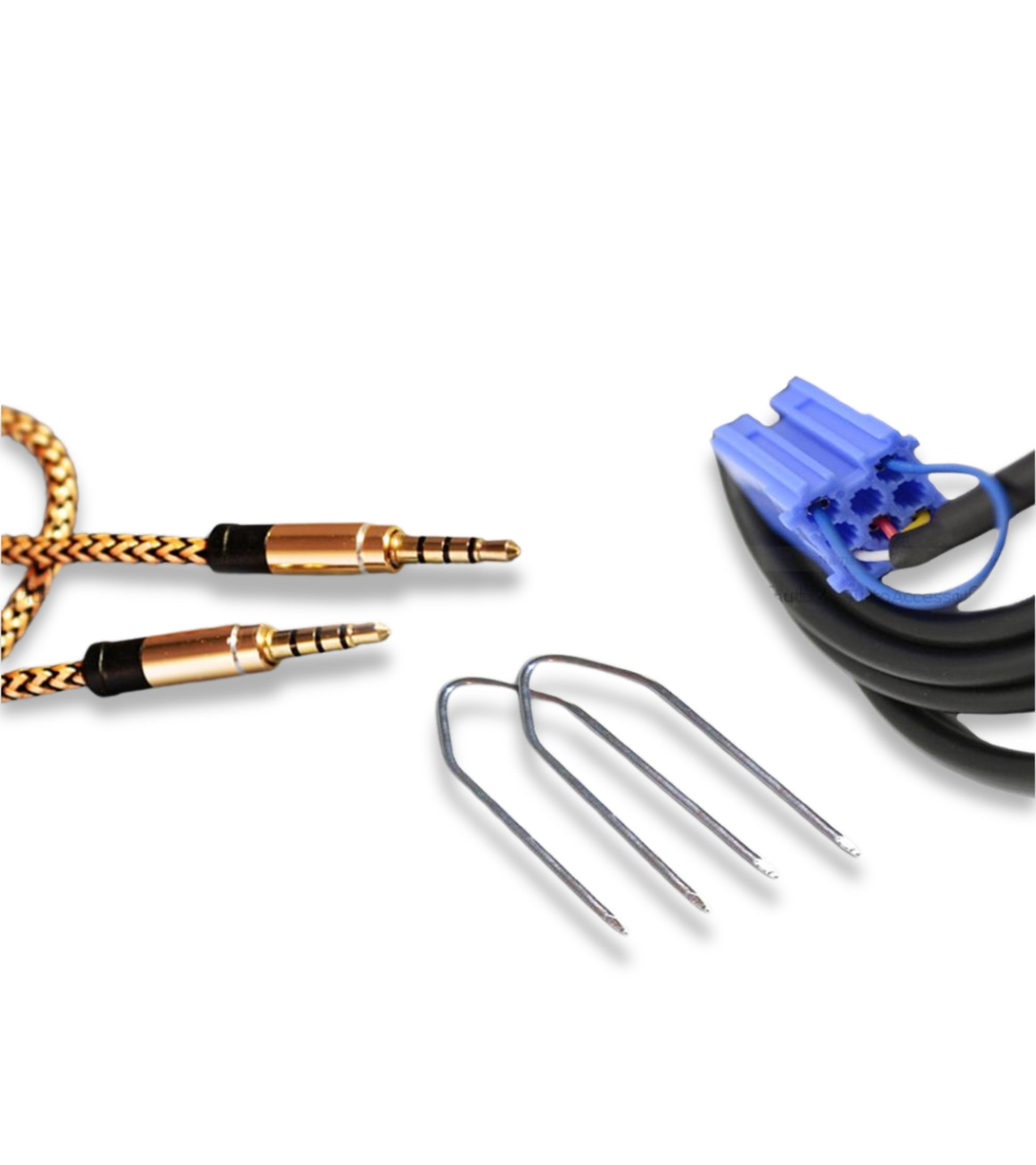 Cavo Aux per radio Delphi Bosch compatibile con Fiat 500 Grande Punto Evo Panda Jack femmina e ponticello + Kit Estrazione + Cavo Oro Nylon Besync