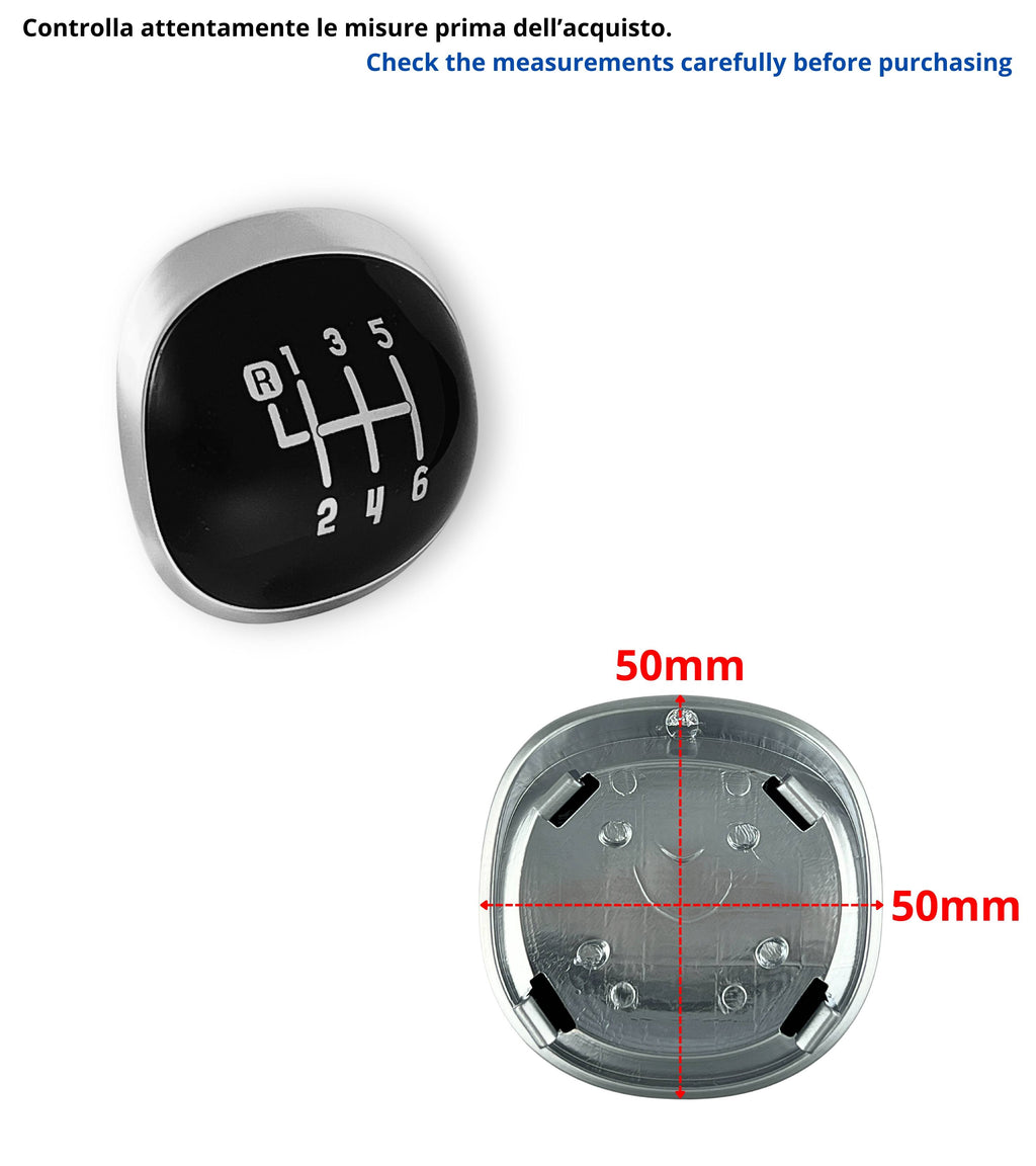 Lente Placca per Pomello Leva Cambio 6 Marce Nero Lucido e Argento, Compatibile con Fiat 500L 2012–2017, Verifica i Codici OEM Prima dell’Acquisto