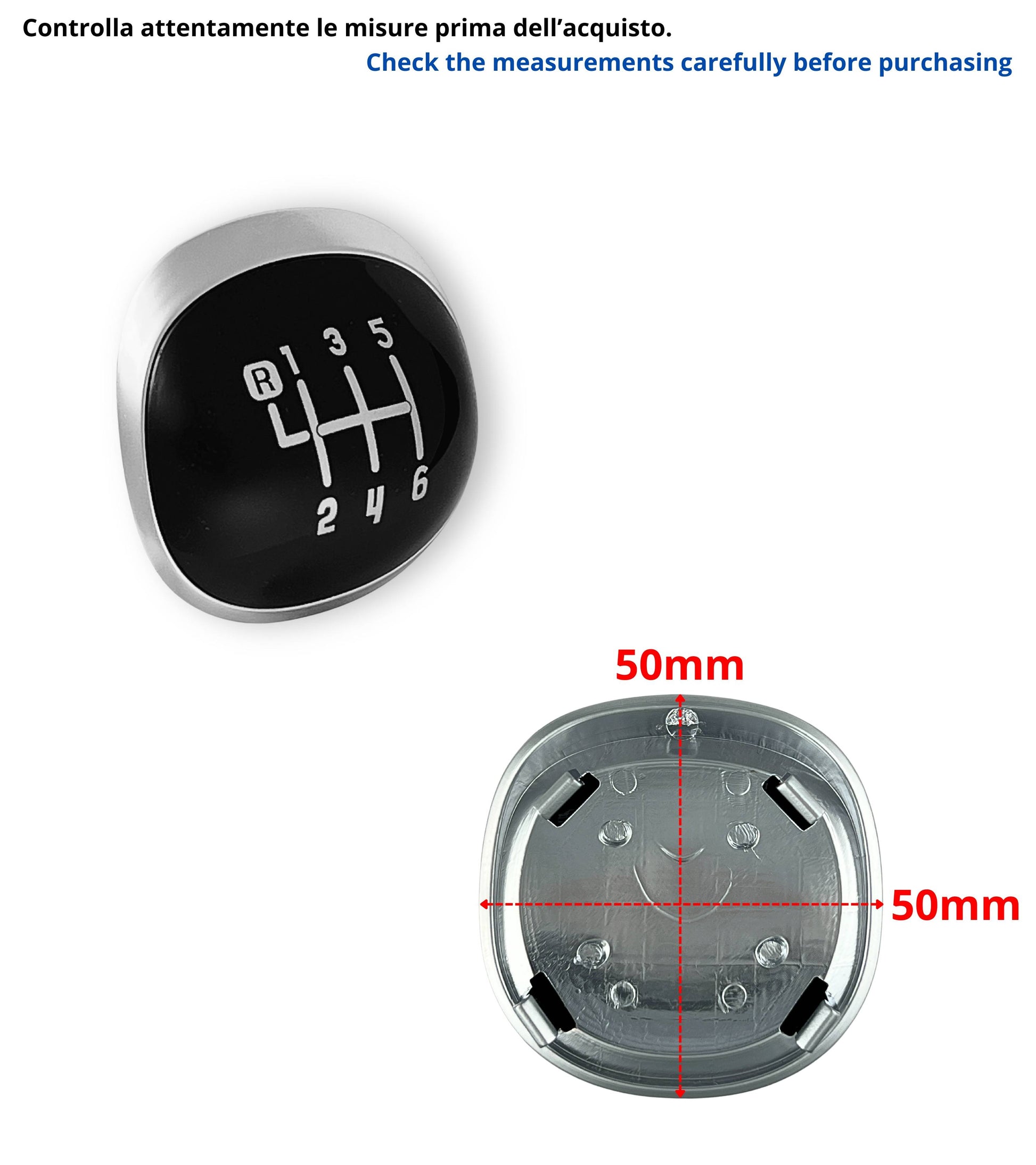 Lente Placca per Pomello Leva Cambio 6 Marce Nero Lucido e Argento, Compatibile con Fiat 500L 2012–2017, Verifica i Codici OEM Prima dell’Acquisto