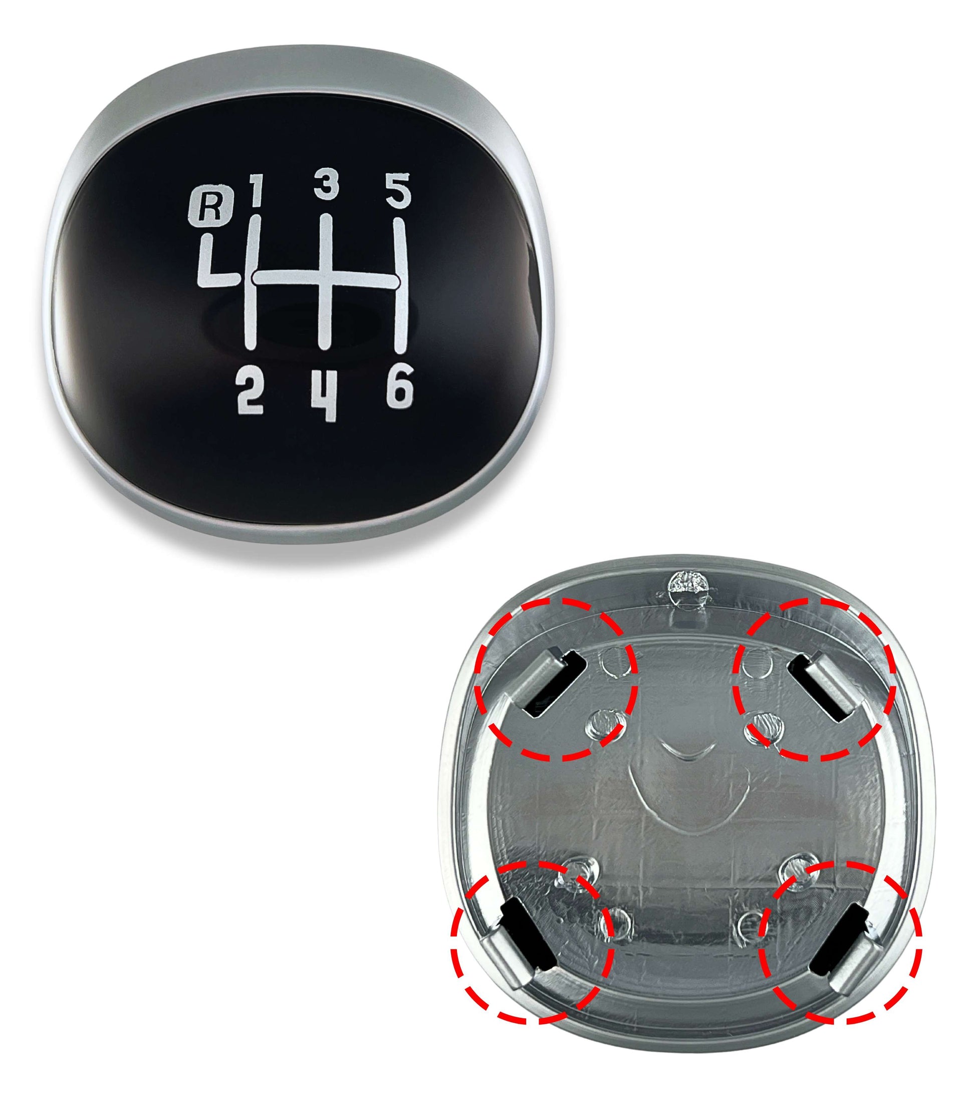 Lente Placca per Pomello Leva Cambio 6 Marce Nero Lucido e Argento, Compatibile con Fiat 500L 2012–2017, Verifica i Codici OEM Prima dell’Acquisto