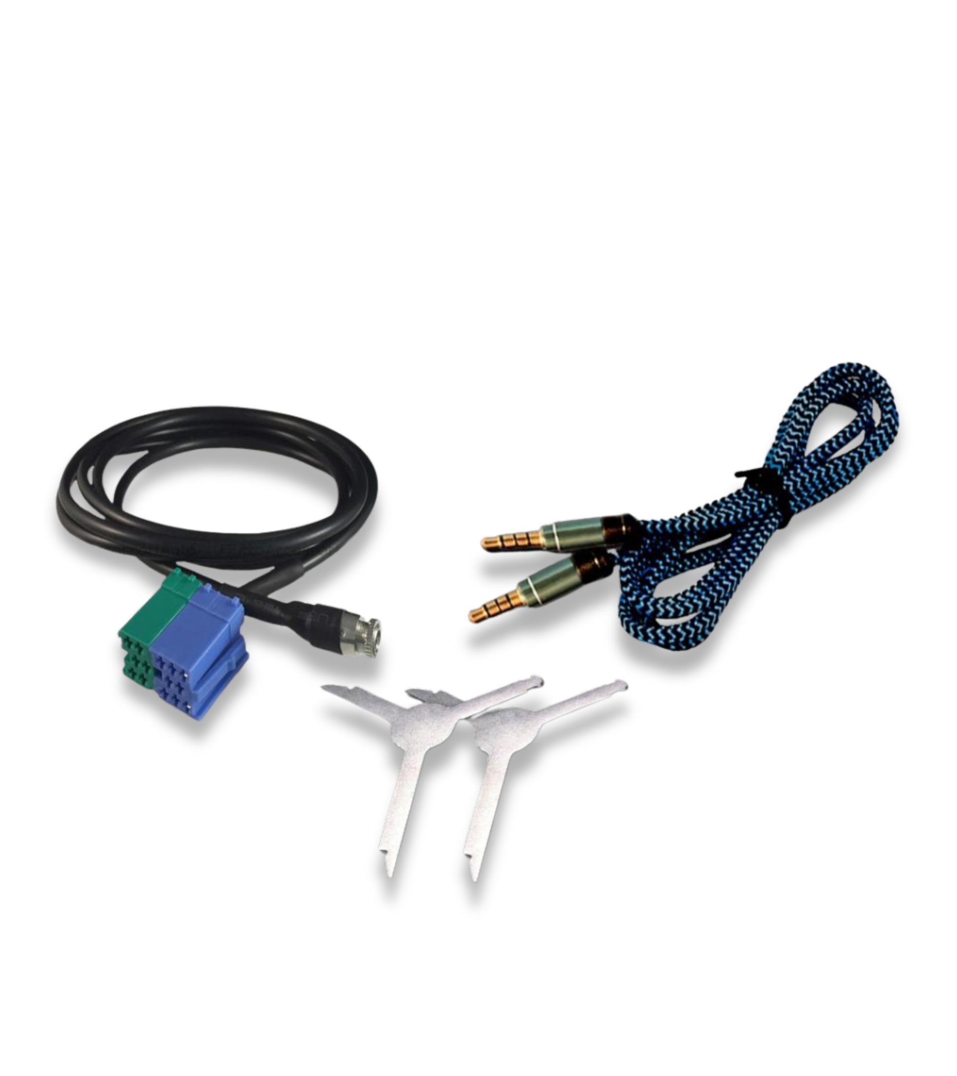 Aux Cable Kit Female Jack For Fiat Bravo Production Since 2007 Visteon Radio + Car Radio Extraction Kit + Besync Blue Nylon Cable Jack 3.5Mm 150Cm For Mp3 Smartphone Iphone