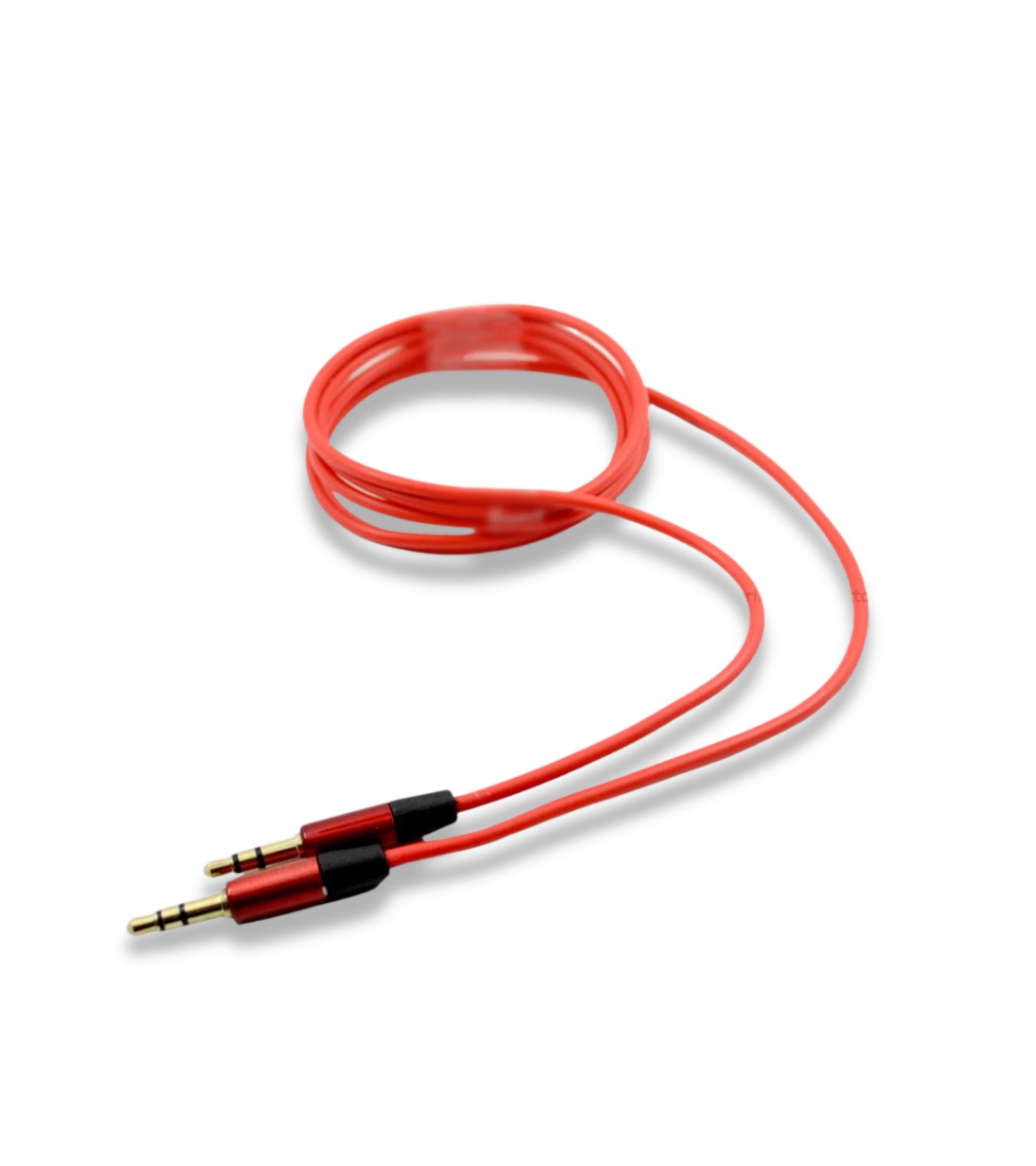 Aux Audio Cable Double Jack Male 3.5mm Rubber Coating Gold-Plated Aluminum Connectors For Smartphone Mp3 Tablet PC Audio Headphones Car Radio TV (Red)